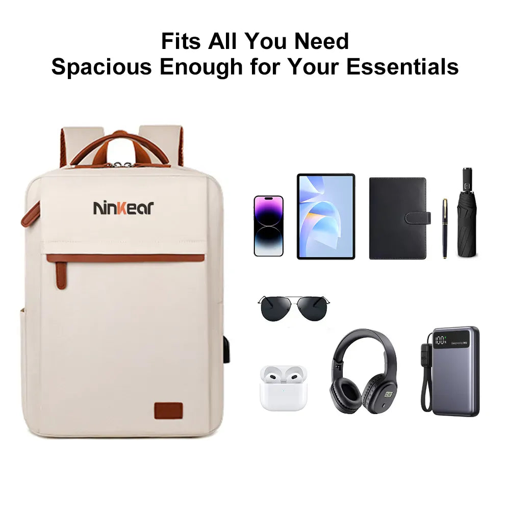 Ninkear Everyday zaino porta pc Beige impermeabile