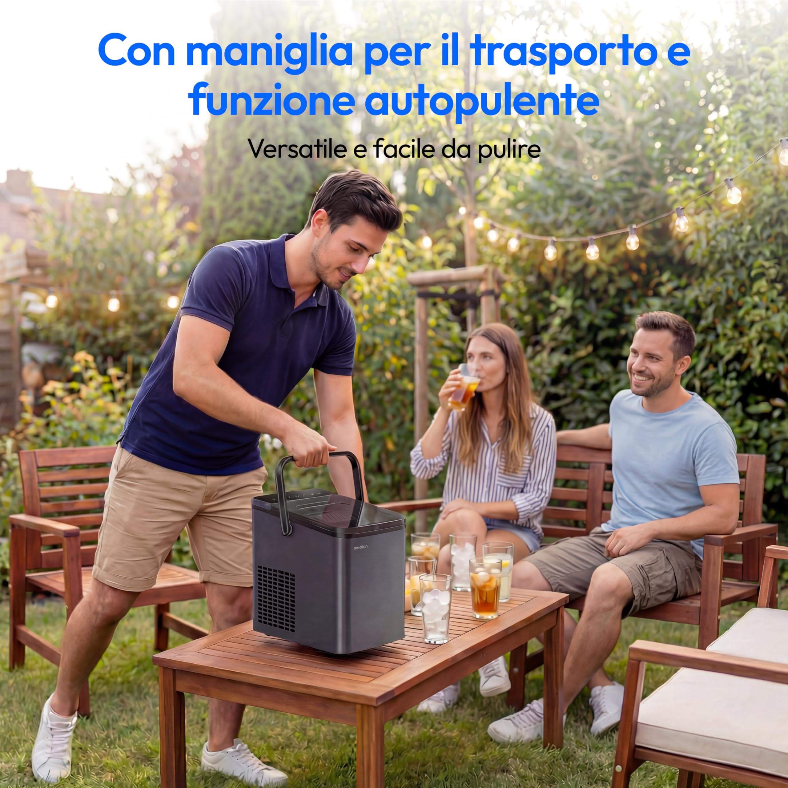 Medion macchina per ghiaccio 12kg 1,1L cubetti S/L autopulizia