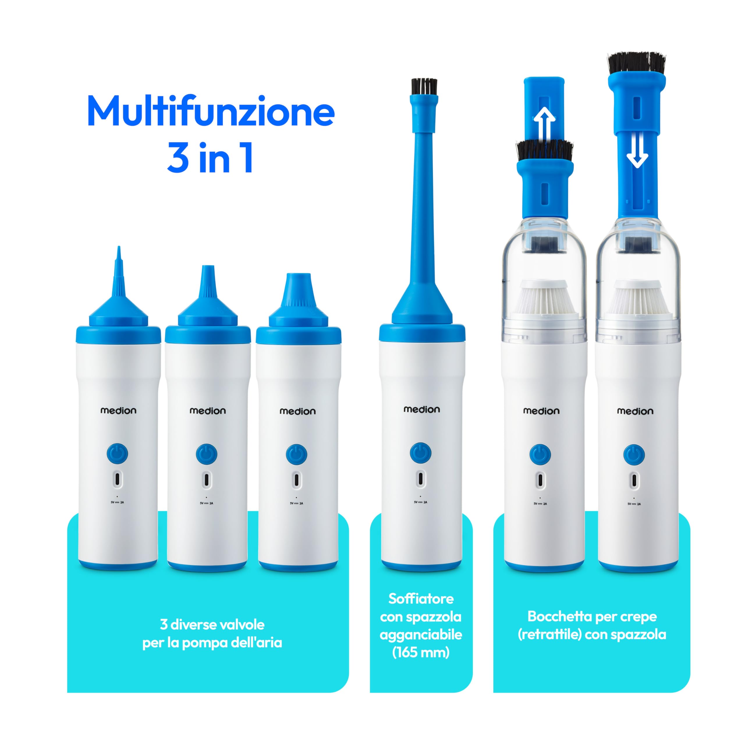 Medion aspirapolvere portatile cordless USB-C 5 kPa