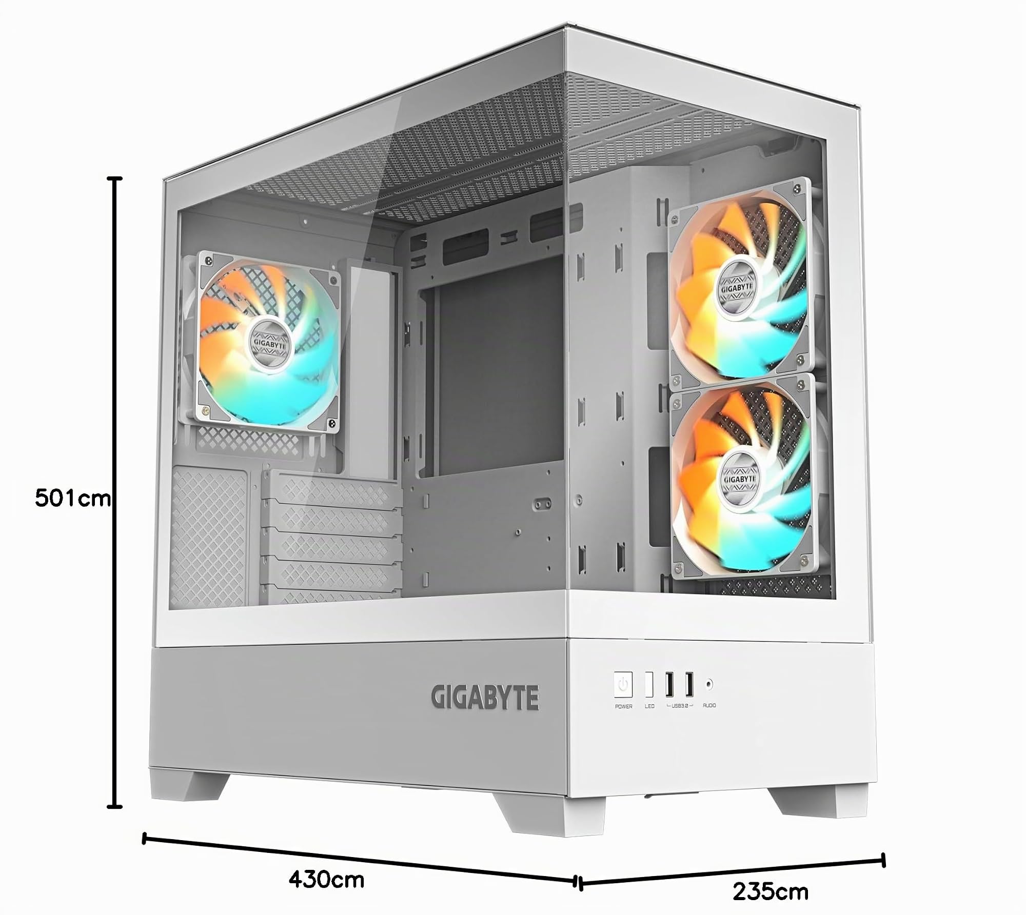GIGABYTE C201 Panoramic Ice Case PC Mid Tower Bianco