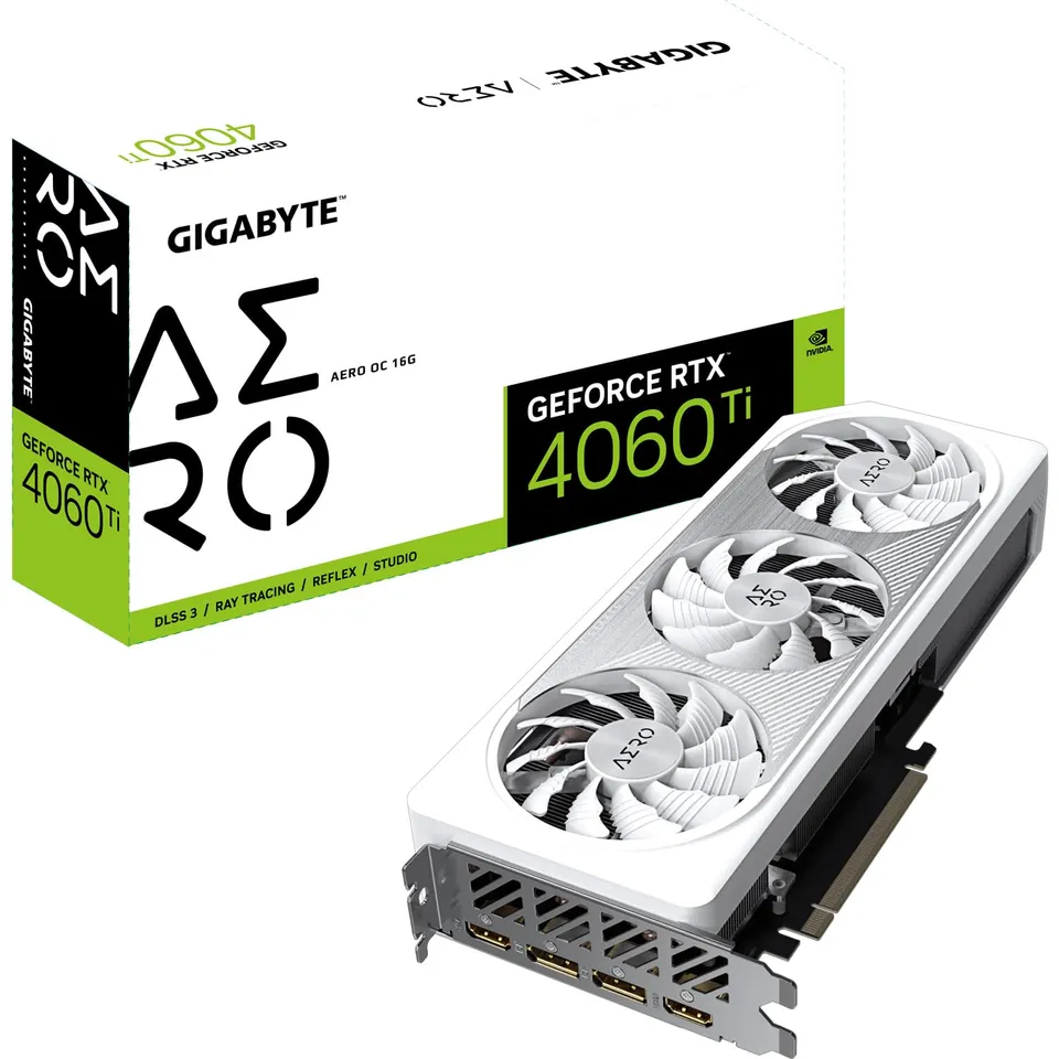 GIGABYTE RTX 4060 Ti AERO OC scheda video 16GB GDDR6 bianca