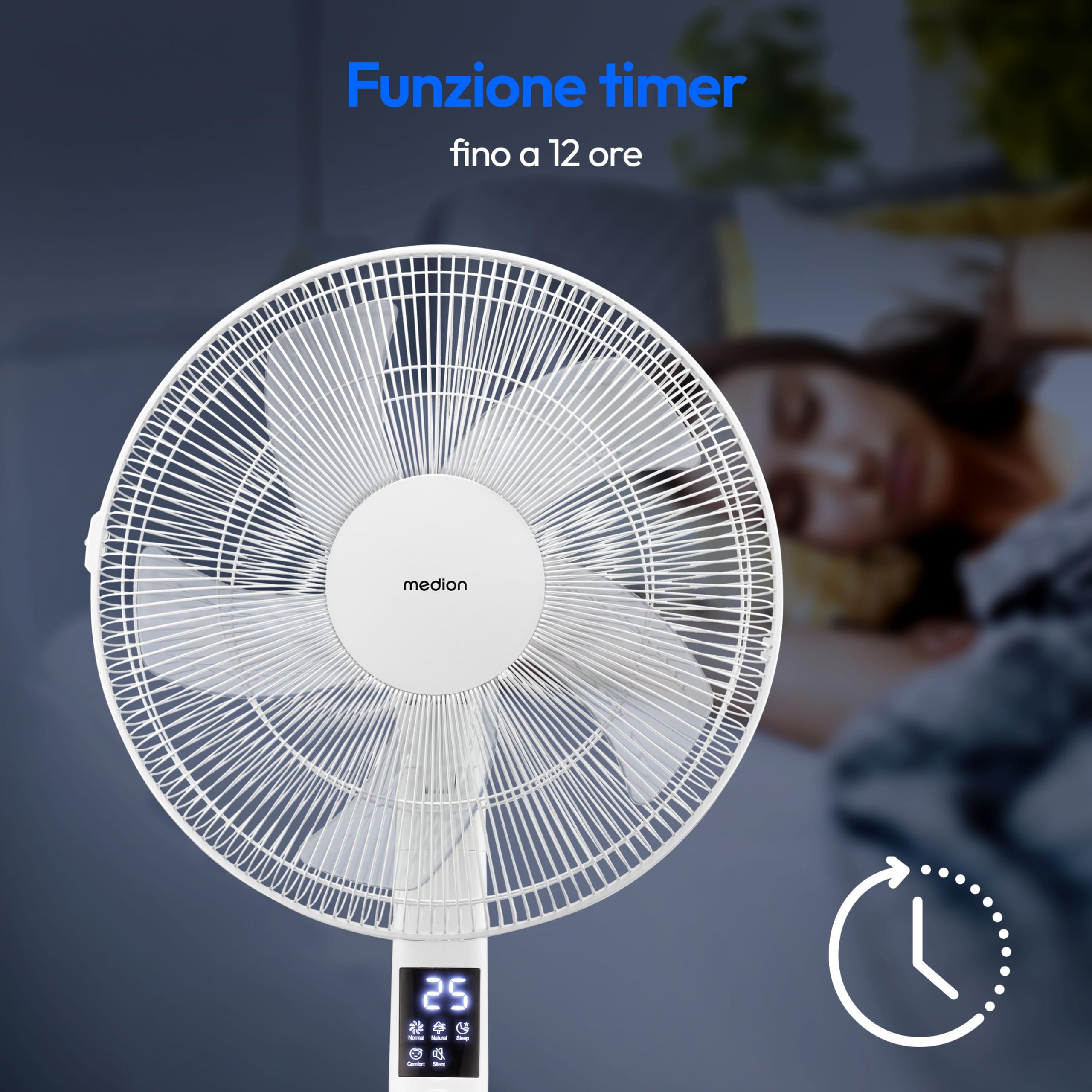 Medion P20 SF Ventilatore a Piantana 30W Bianco