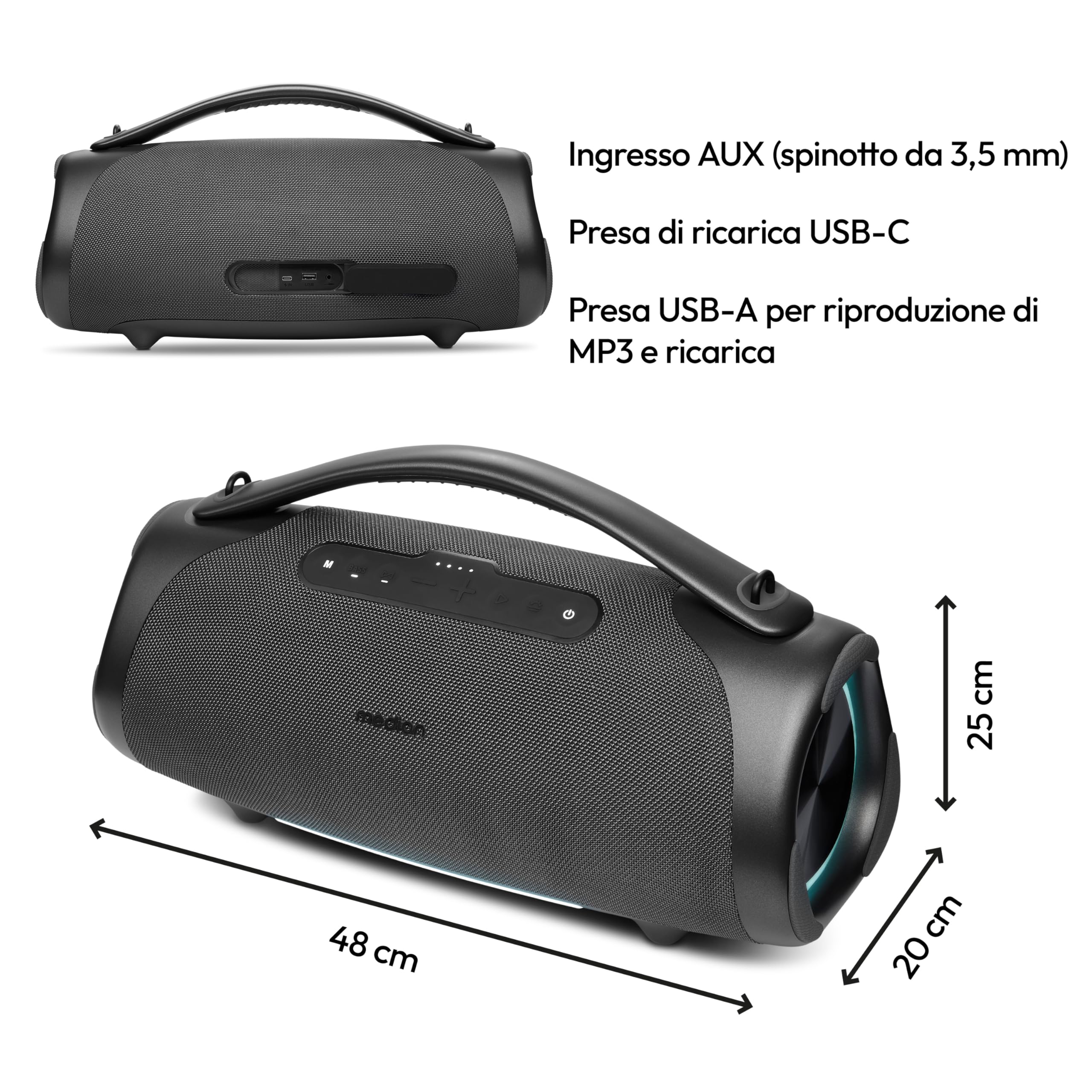 MEDION P61768 altoparlante Bluetooth 100W IPX7 RGB