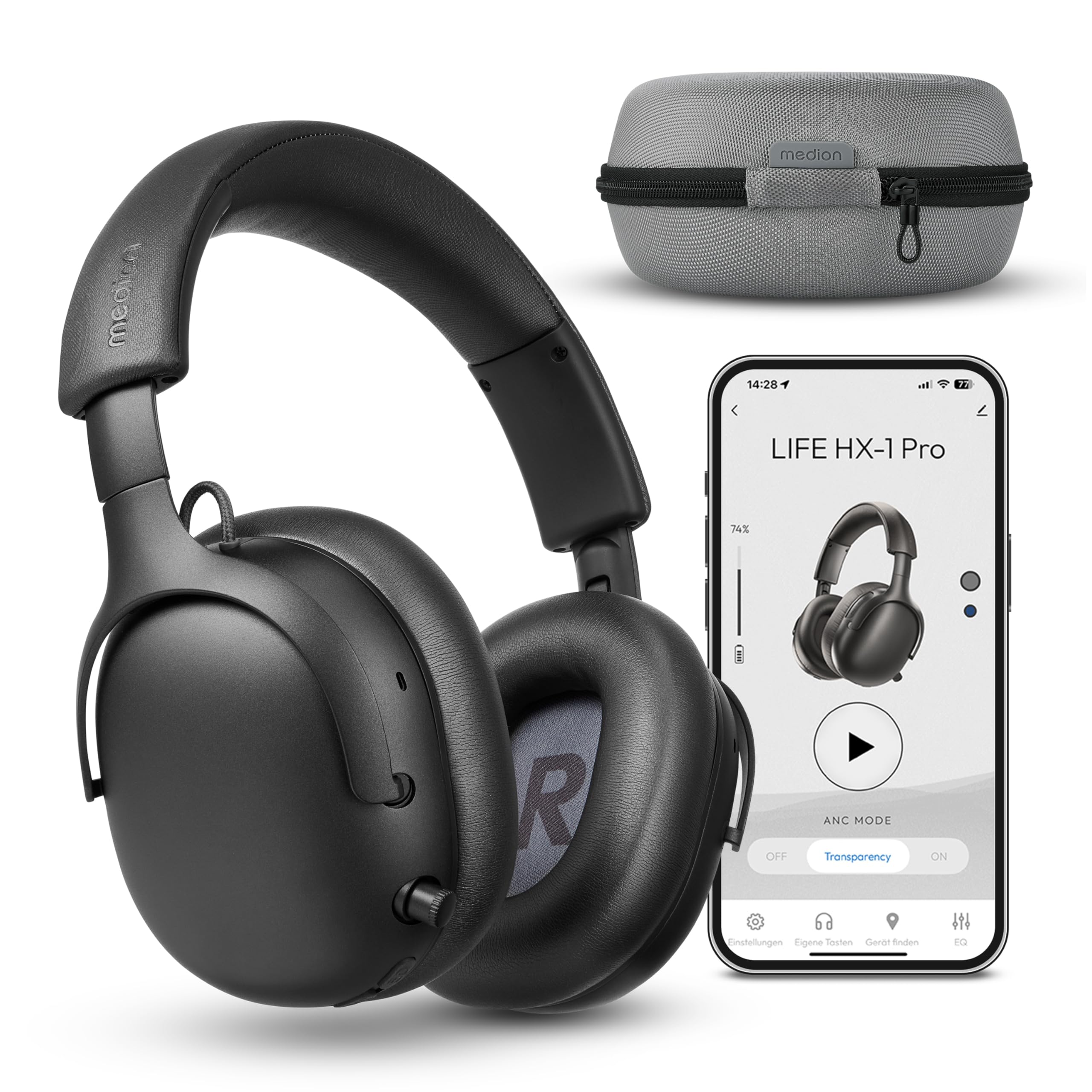 Medion HX-1 Pro cuffie over ear Bluetooth ANC antracite