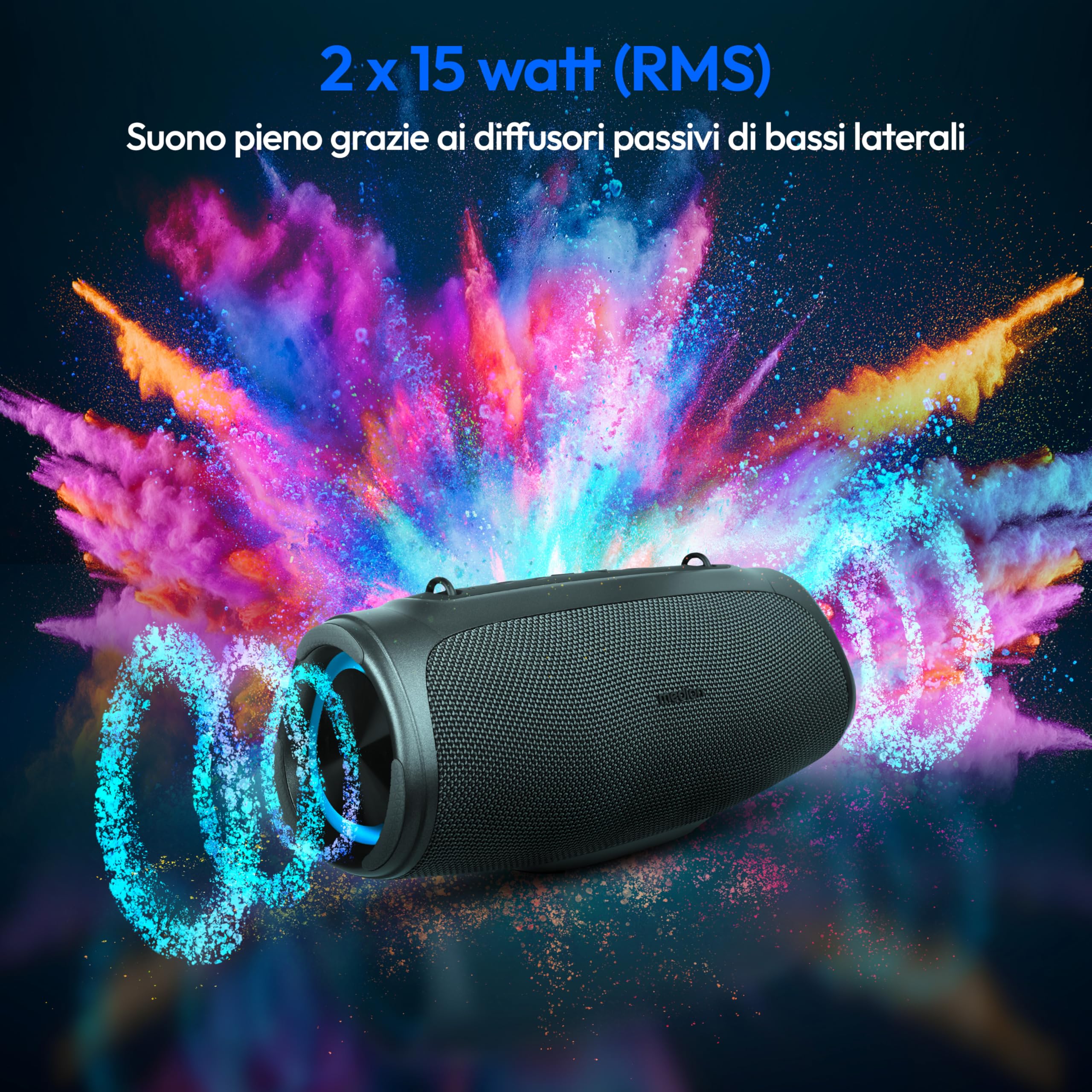 MEDION P61746 Altoparlante Bluetooth IPX7 RGB 30W