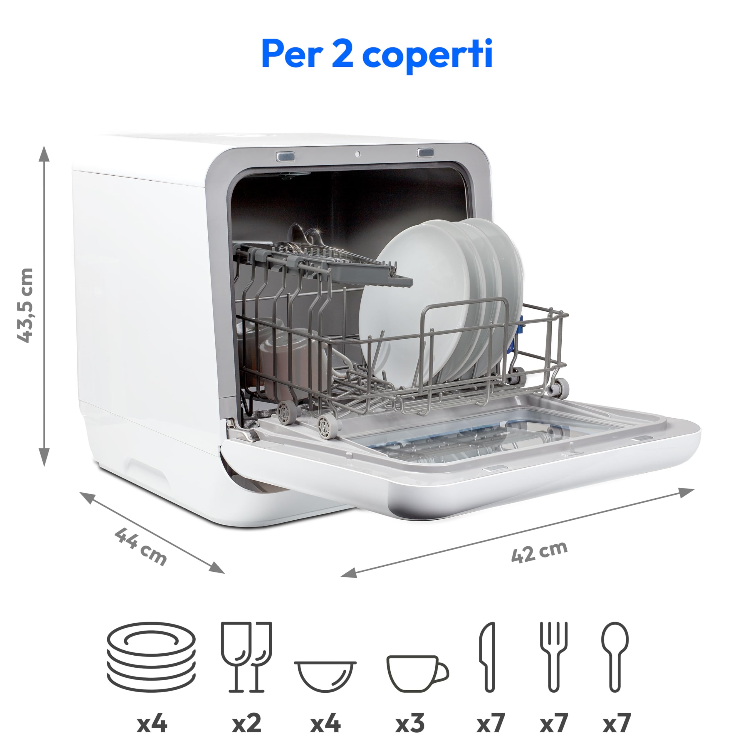 MEDION DWT20 MD37763 mini lavastoviglie argento 2 coperti