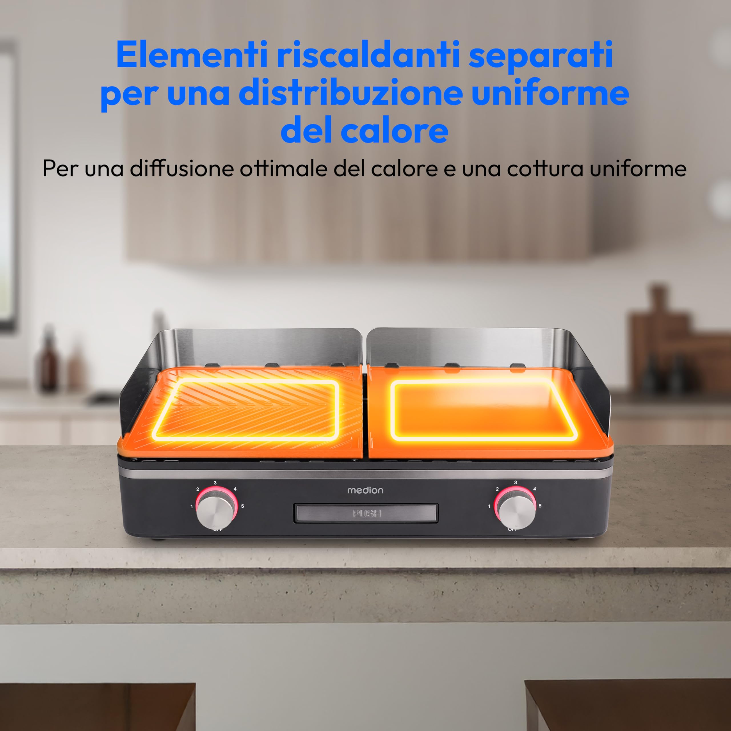 MEDION LIFE MD12027 griglia da tavolo doppia zona 2400W