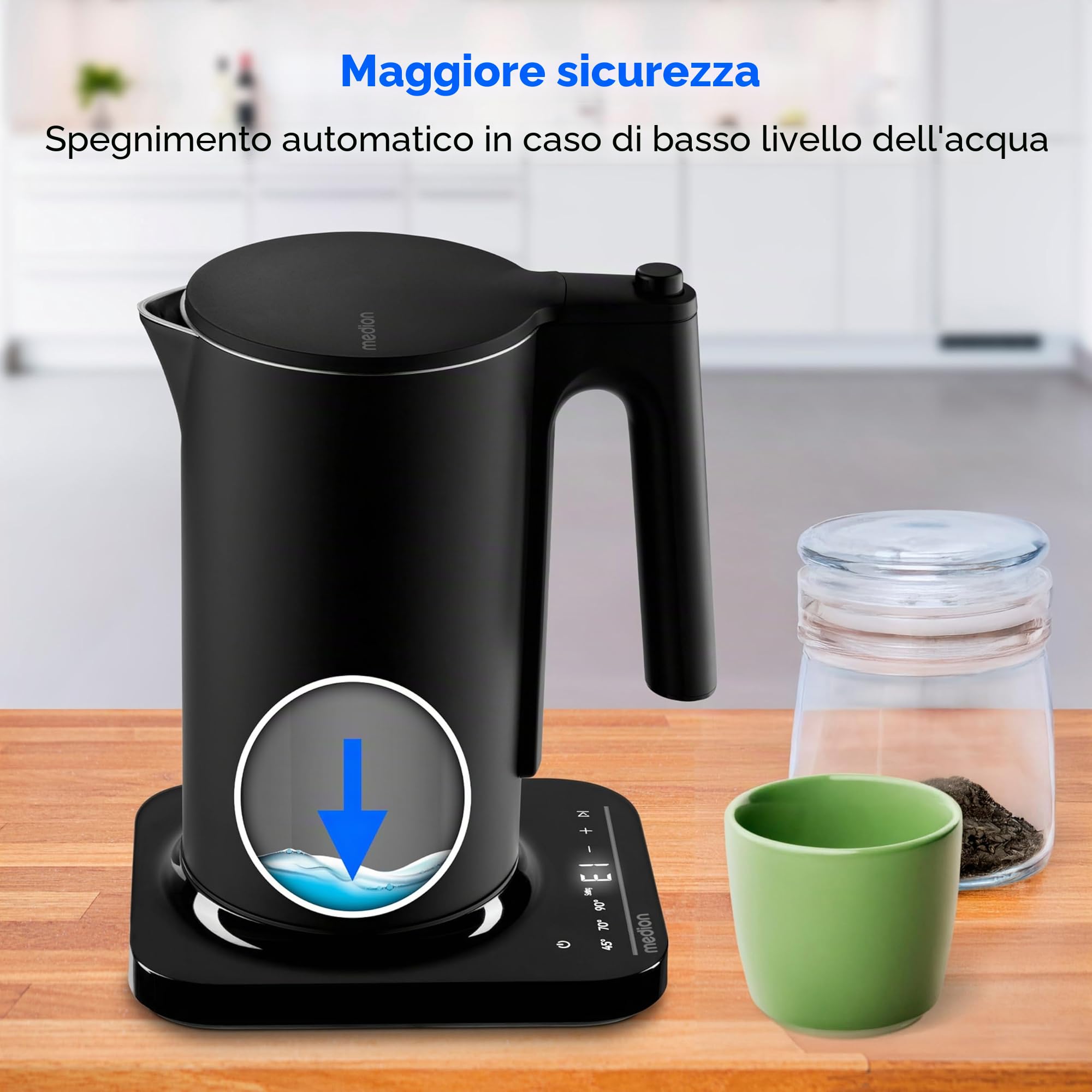 Medion Life MD12106 bollitore elettrico 1,5 L nero digitale