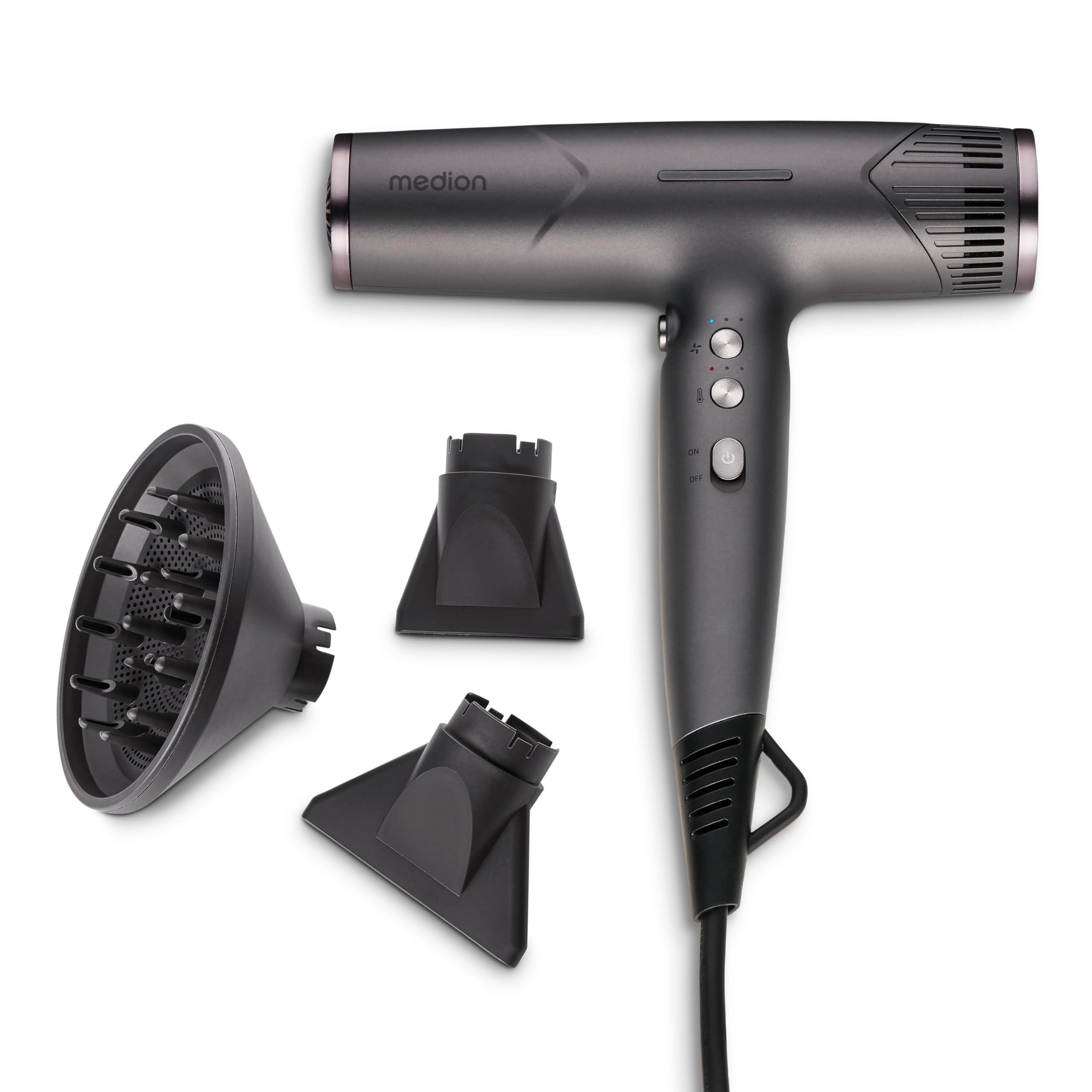 MEDION LIFE HD2 asciugacapelli ionico 1500W grigio con diffusore