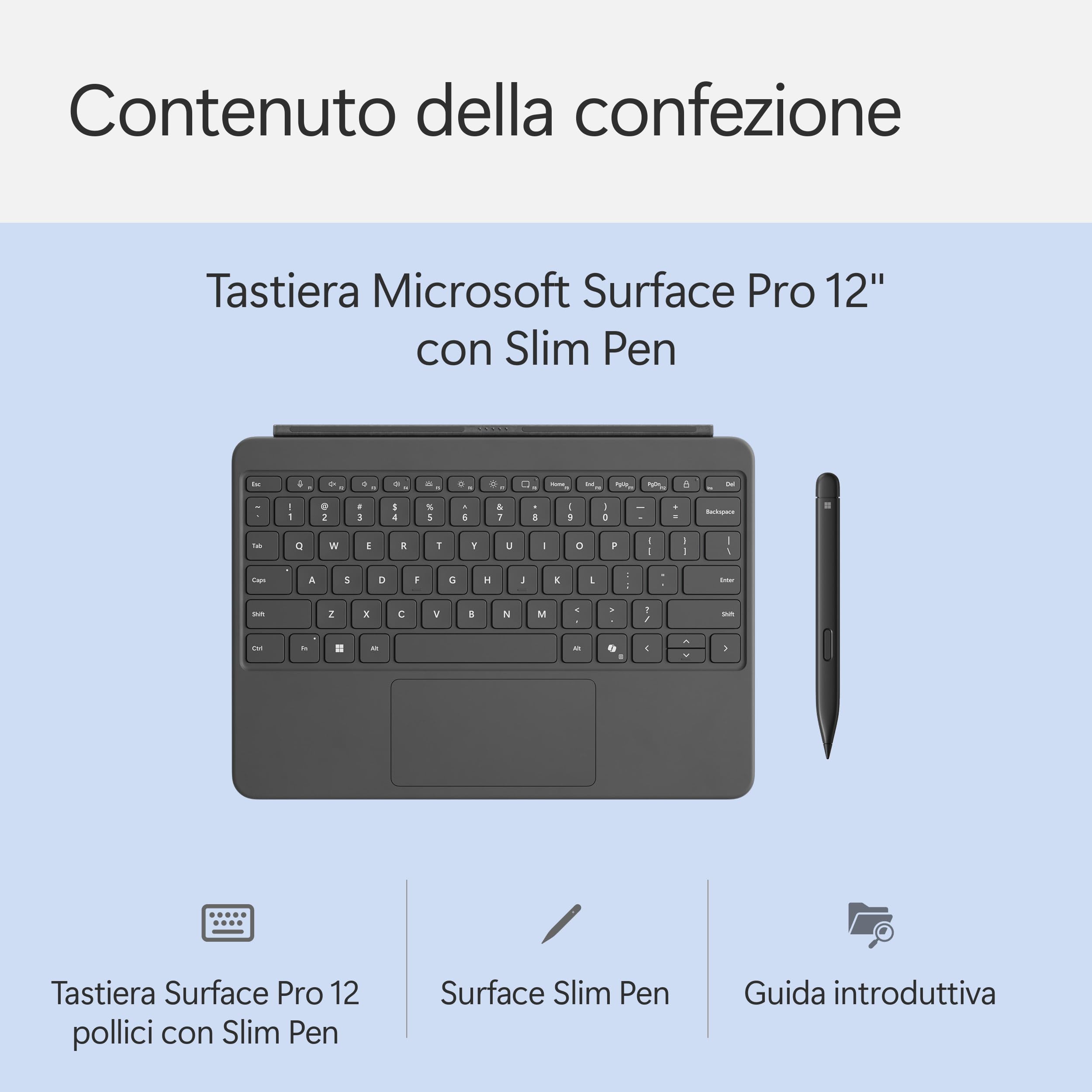 Microsoft Surface Pro 12 tastiera retroilluminata con Slim Pen ardesia