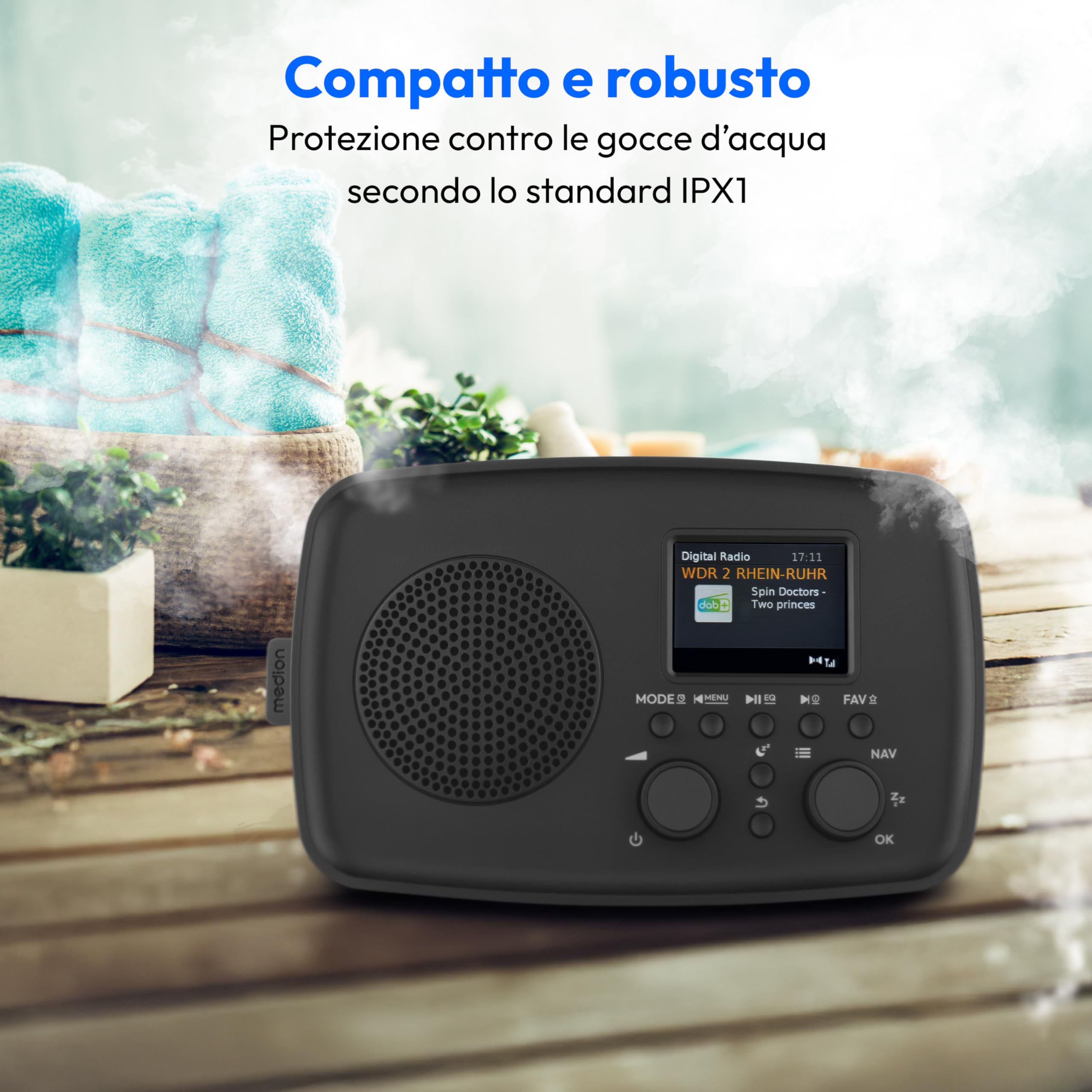 MEDION LIFE DRE-1 radio DAB+ Bluetooth nera antigoccia