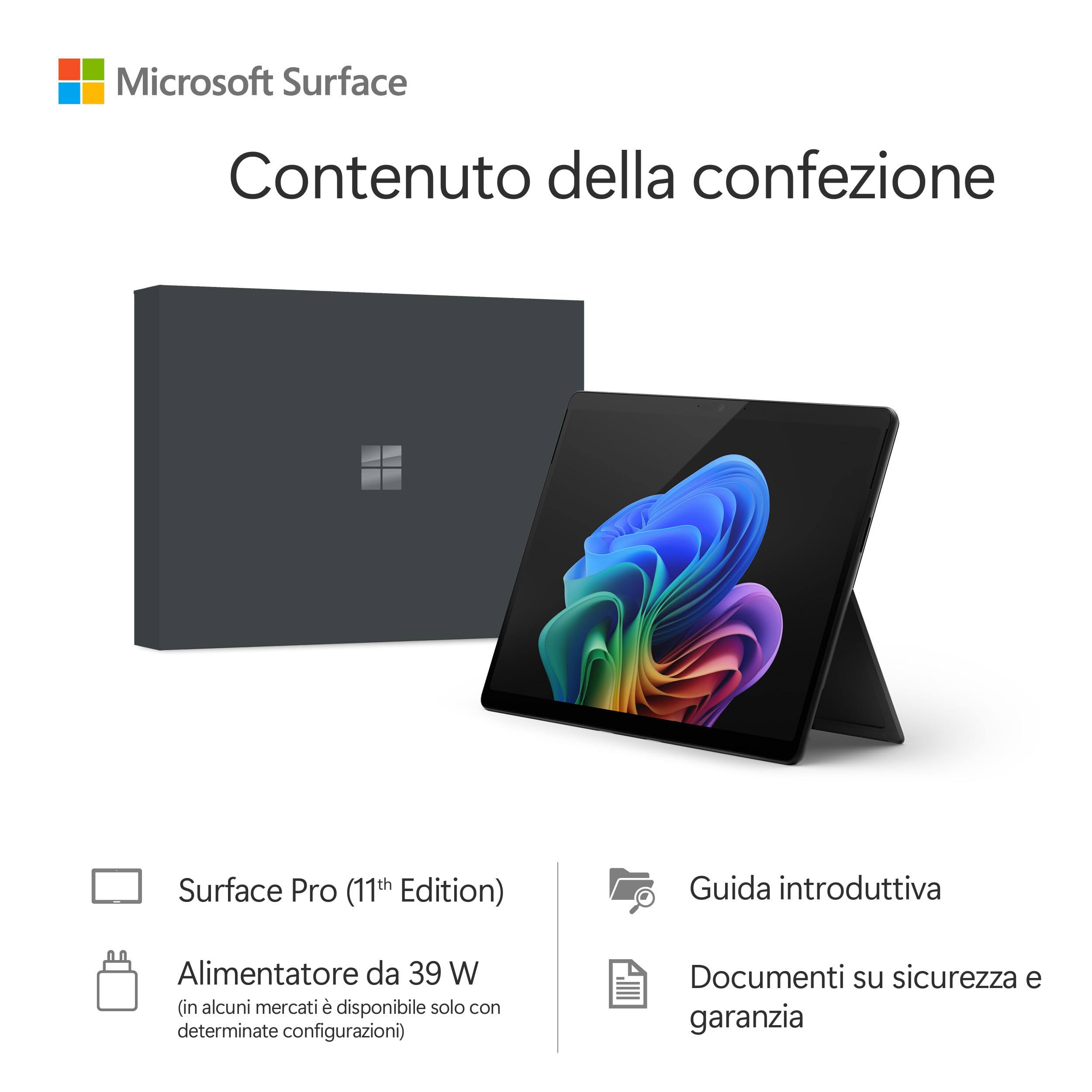 Microsoft Surface Pro 11 Snapdragon X Elite notebook 16GB 512GB nero OLED