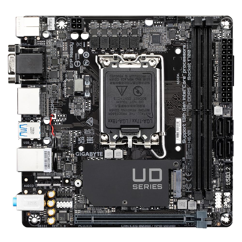 GIGABYTE H610I scheda madre DDR5 LGA1700 PCIe M.2