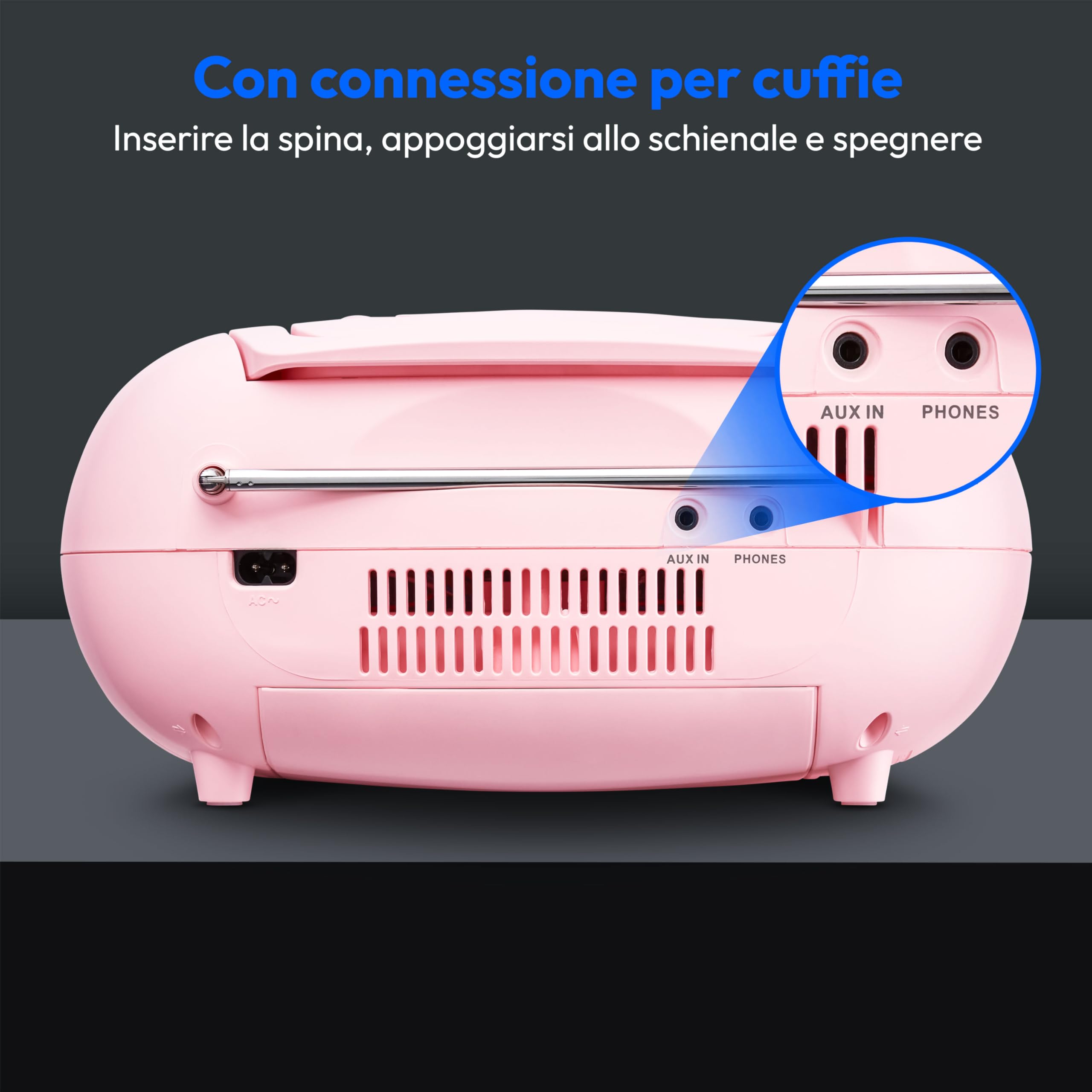 Medion E66476 boombox stereo rosa con CD cassette
