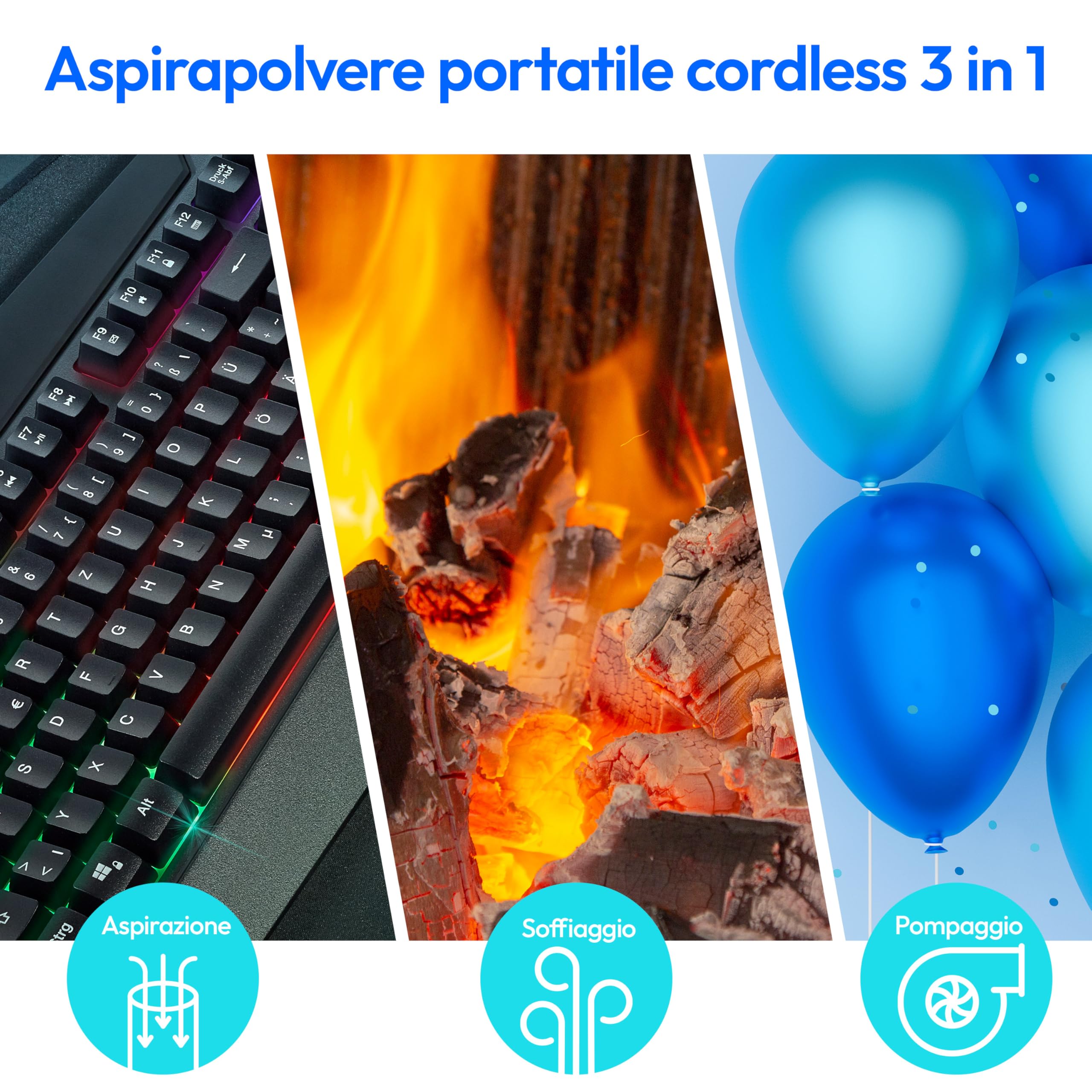 Medion aspirapolvere portatile cordless USB-C 5 kPa
