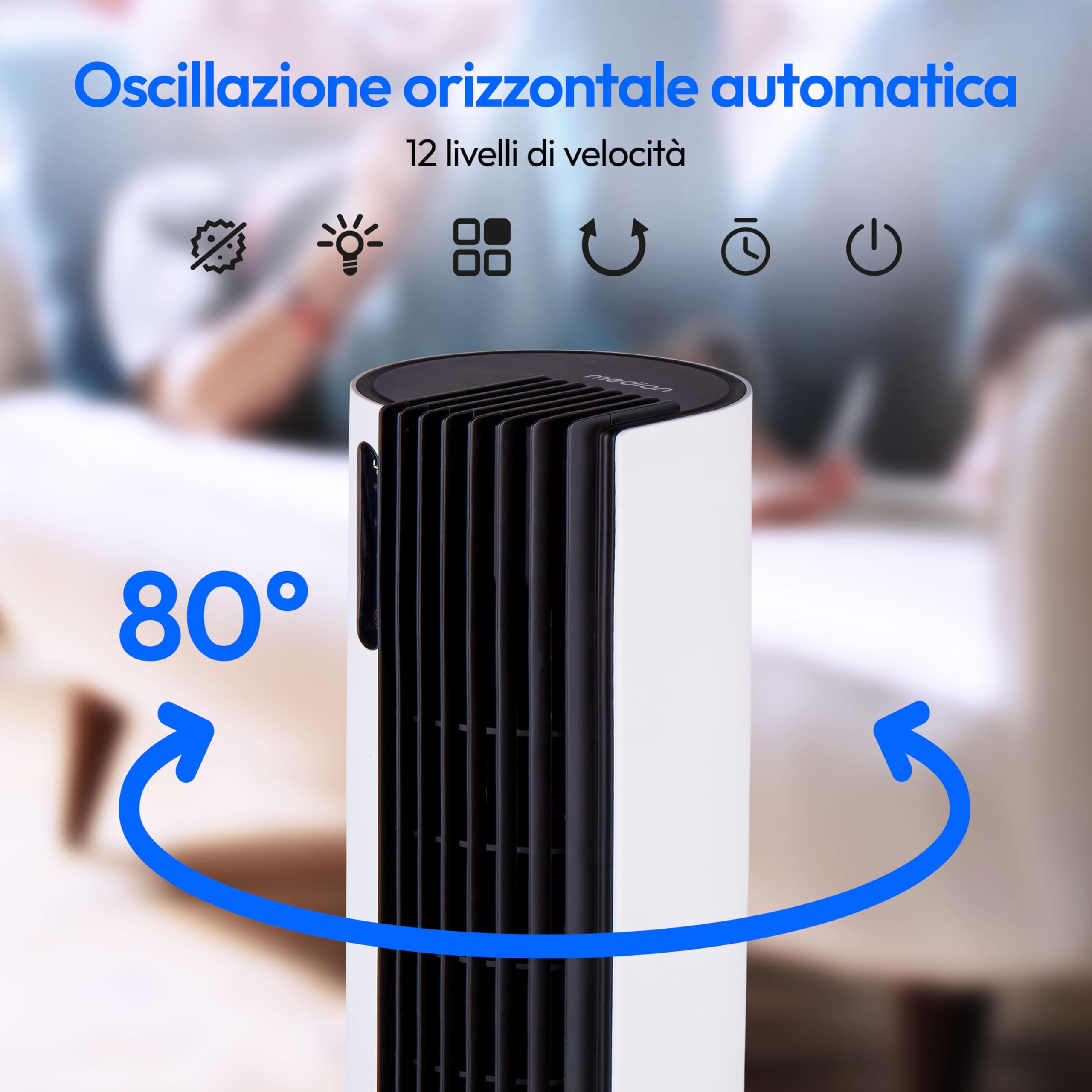 Medion P20 TF ventilatore a torre 30W telecomando 12 velocità
