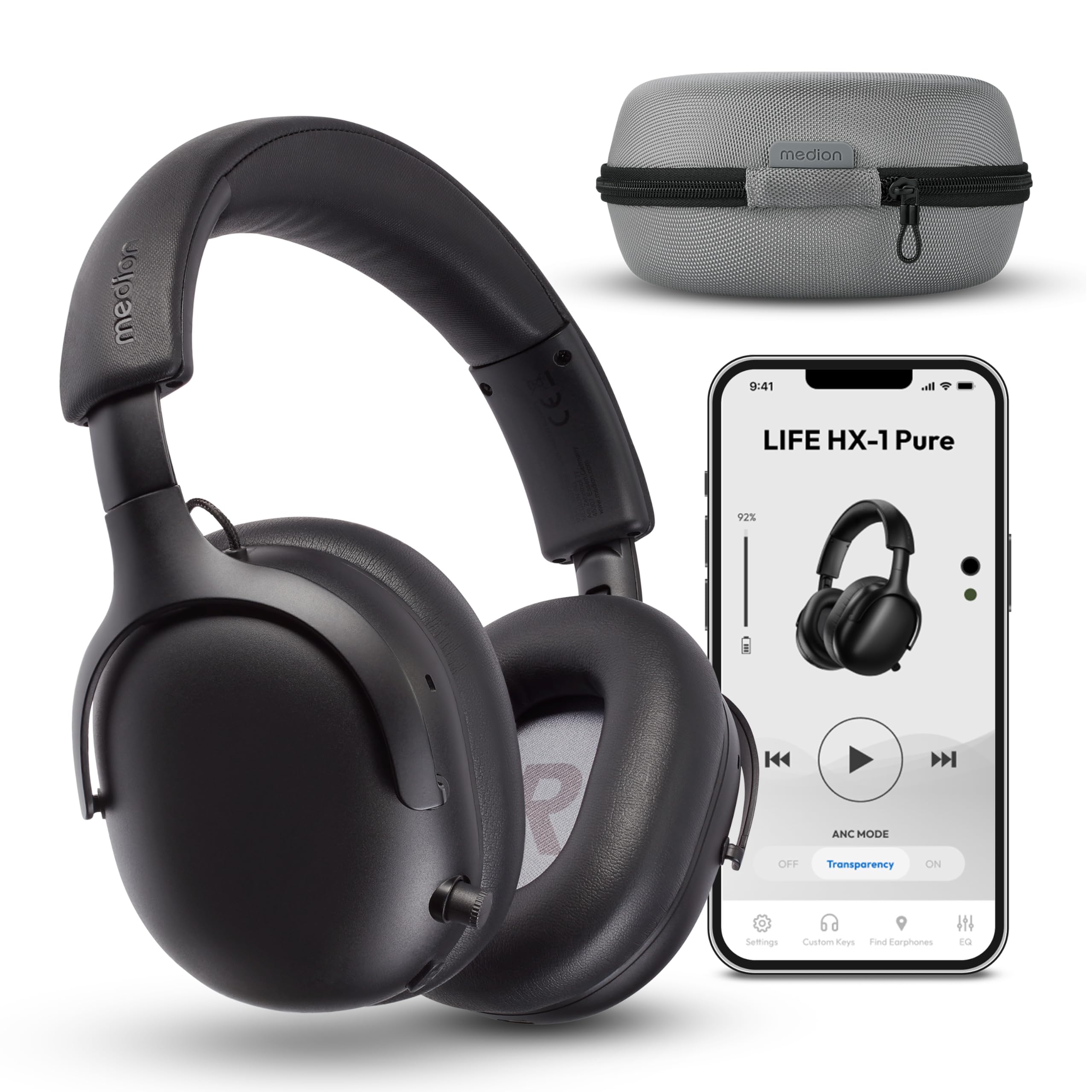 MEDION HX-1 Pure cuffie over-ear Bluetooth nere 100h
