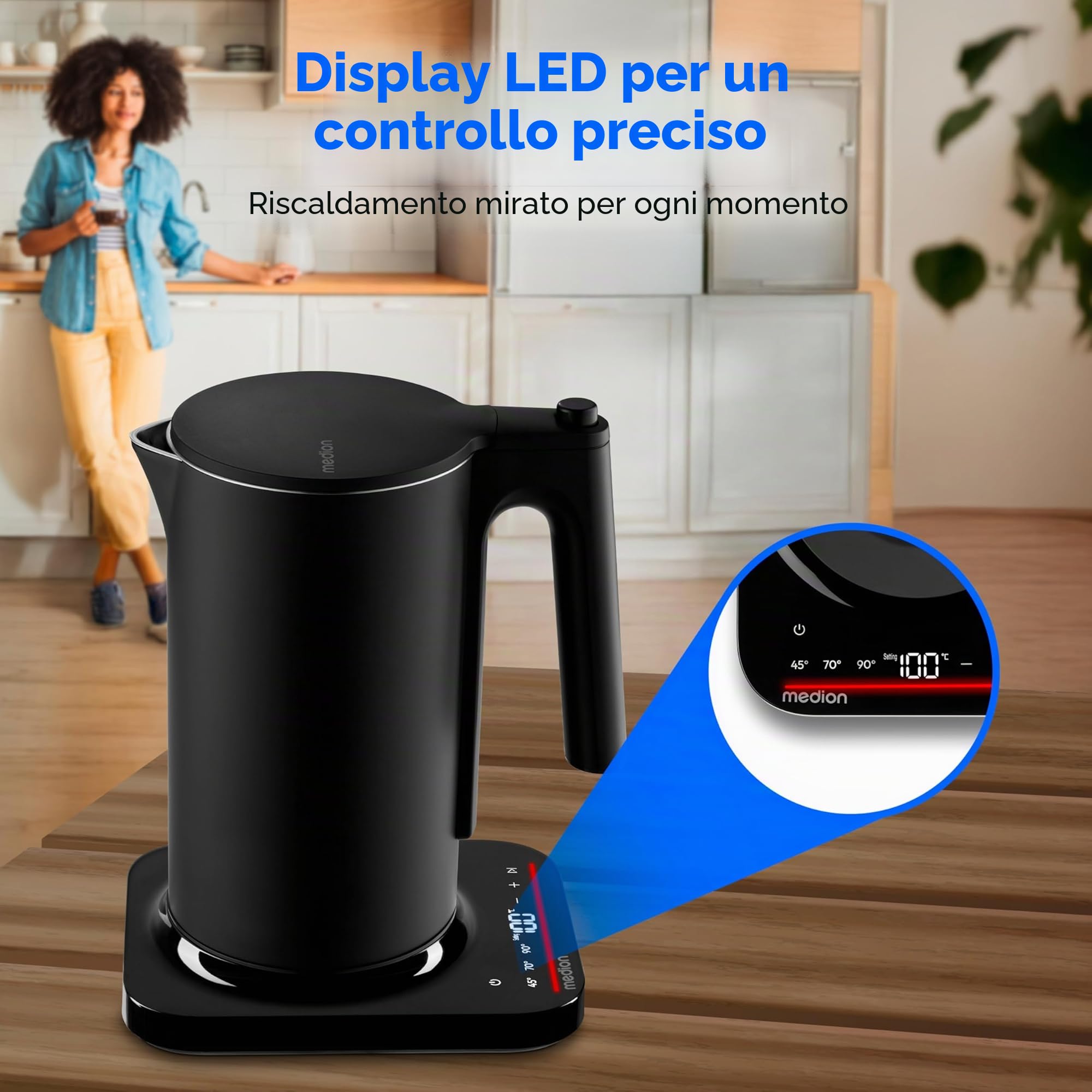 Medion Life MD12106 bollitore elettrico 1,5 L nero digitale