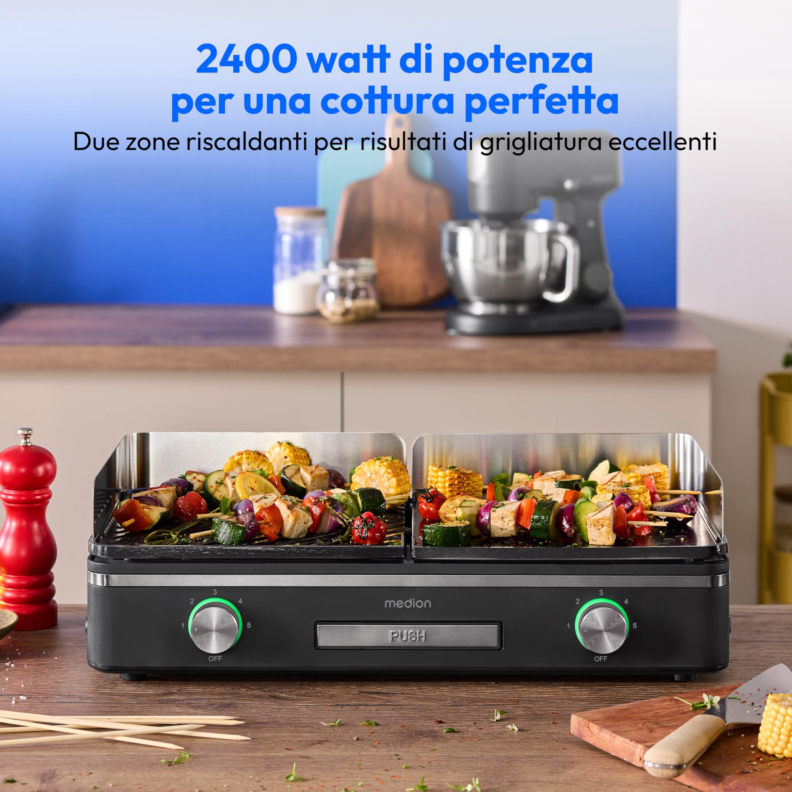 MEDION LIFE MD12027 griglia da tavolo doppia zona 2400W