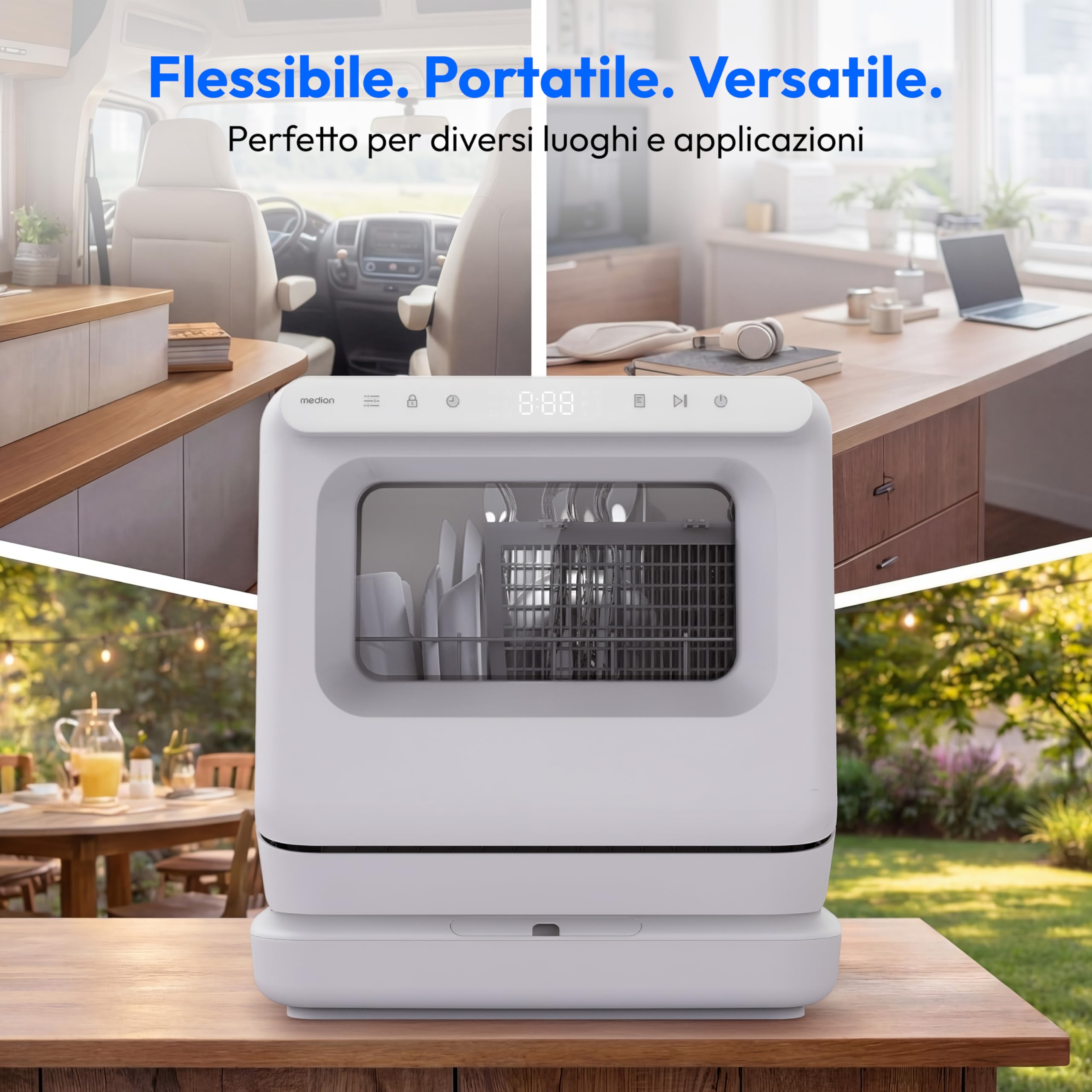 MEDION DWT30 Mini Lavastoviglie 3 Coperti con Serbatoio