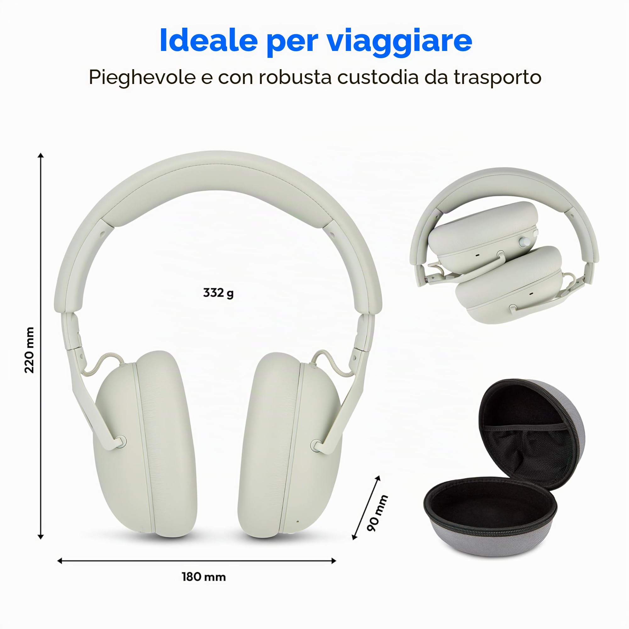 MEDION HX-1 Plus cuffie over ear bluetooth bianche ANC