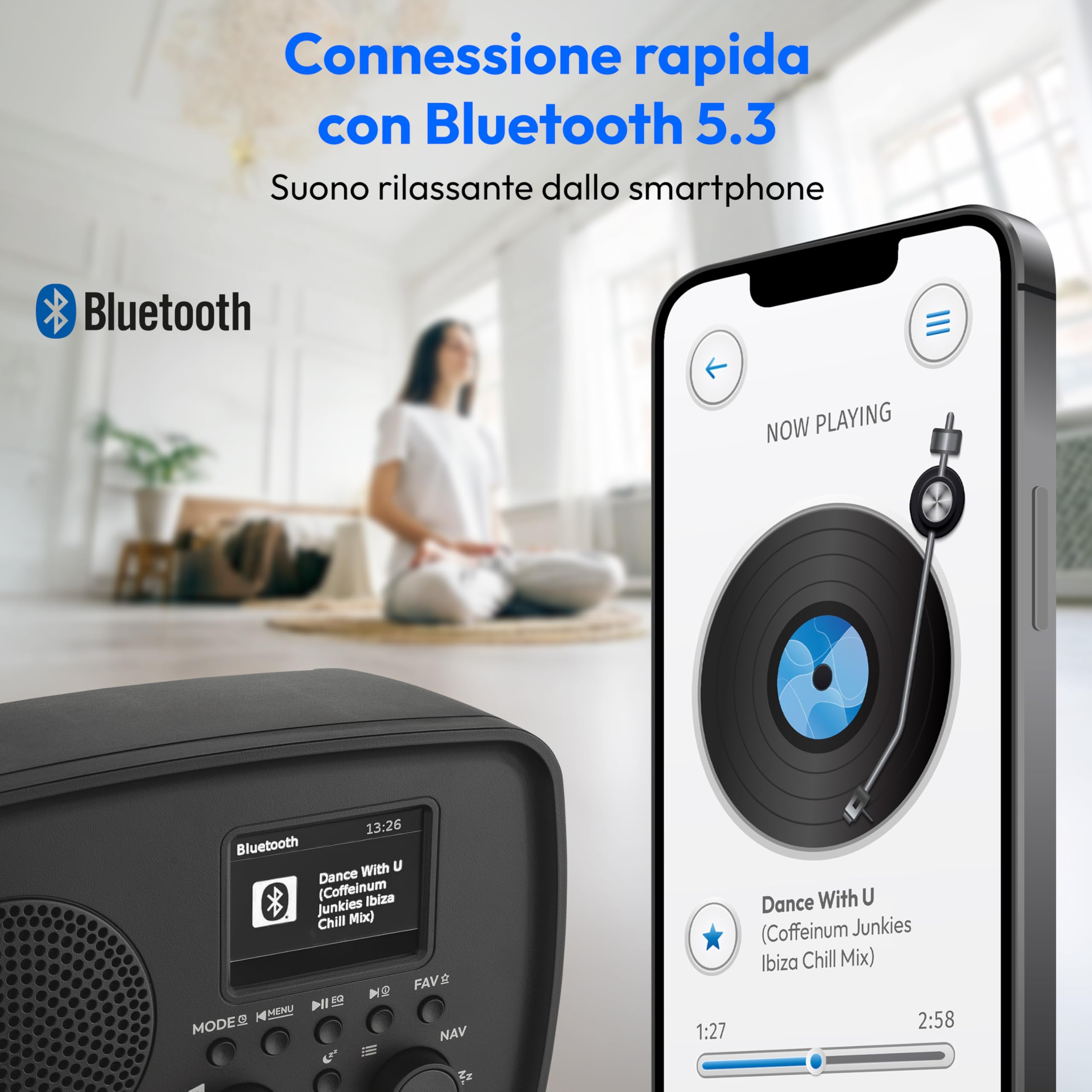 MEDION LIFE DRE-1 radio DAB+ Bluetooth nera antigoccia