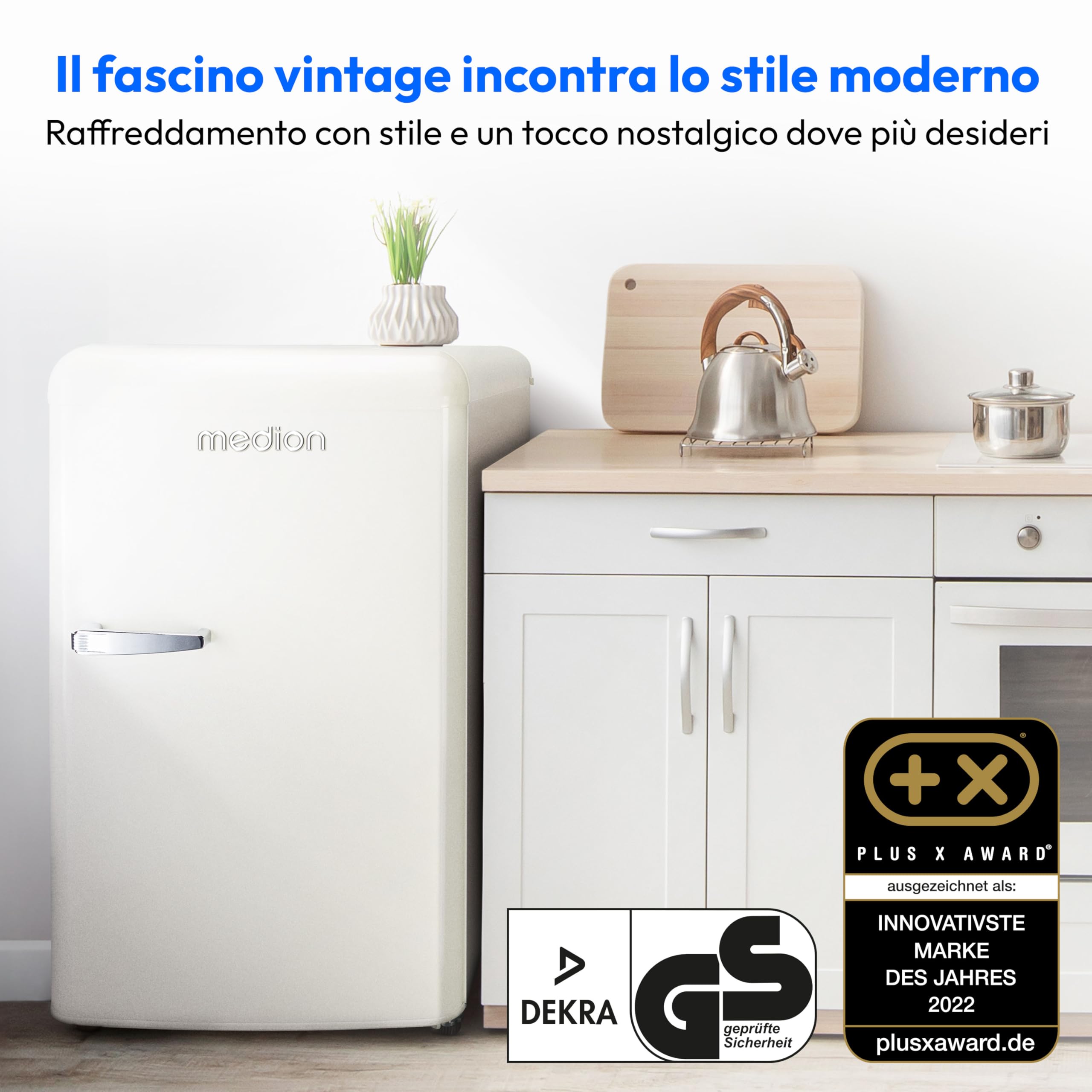 MEDION MD37800 frigorifero retrò 91 litri crema 38dB