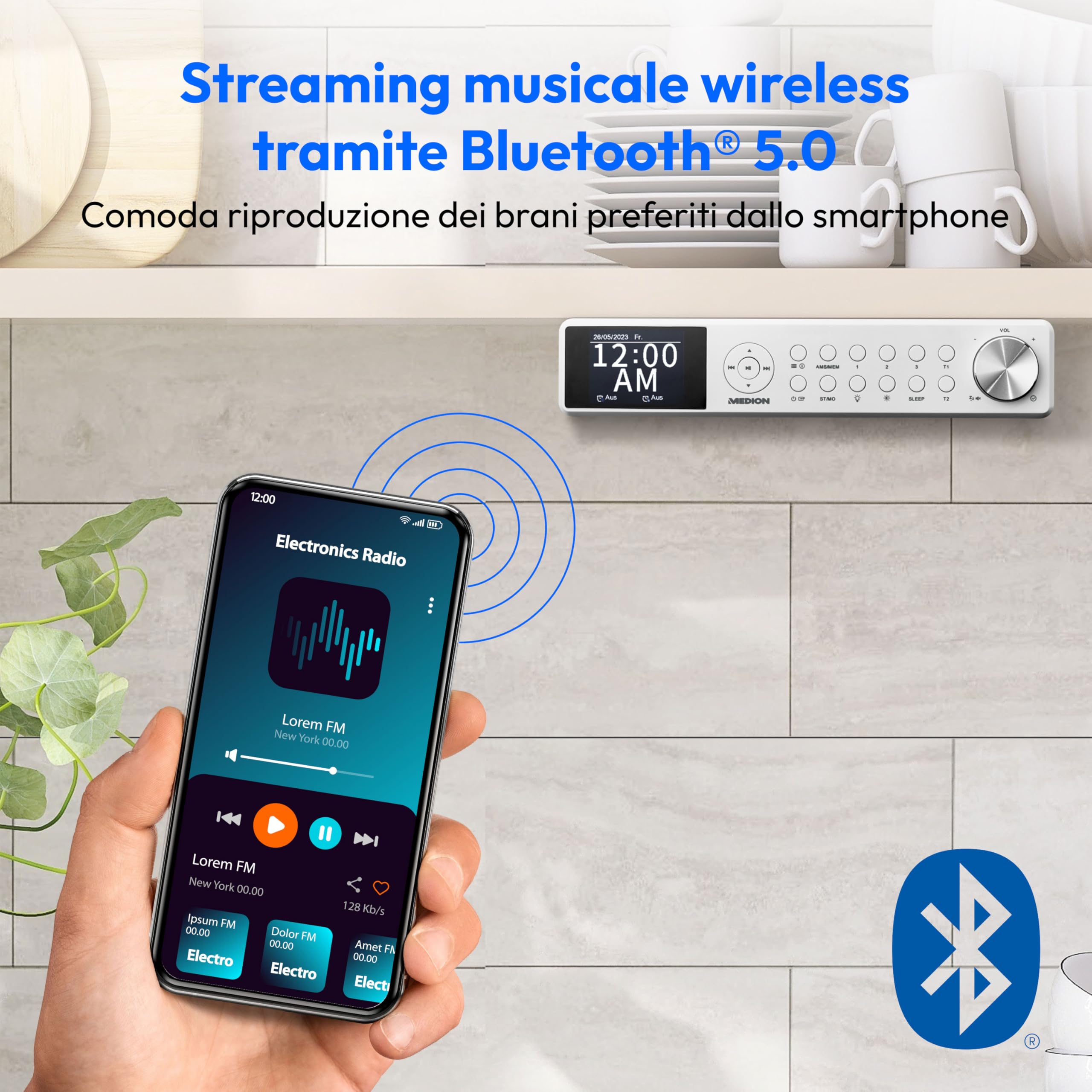 MEDION LIFE P66750 Radio da Cucina DAB+ Bianca LED