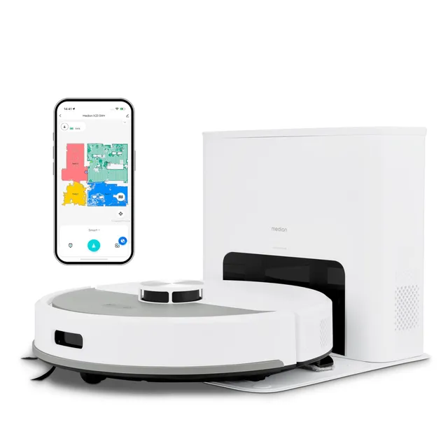 MEDION X23 SW+ robot aspirapolvere bianco 5000 Pa con stazione