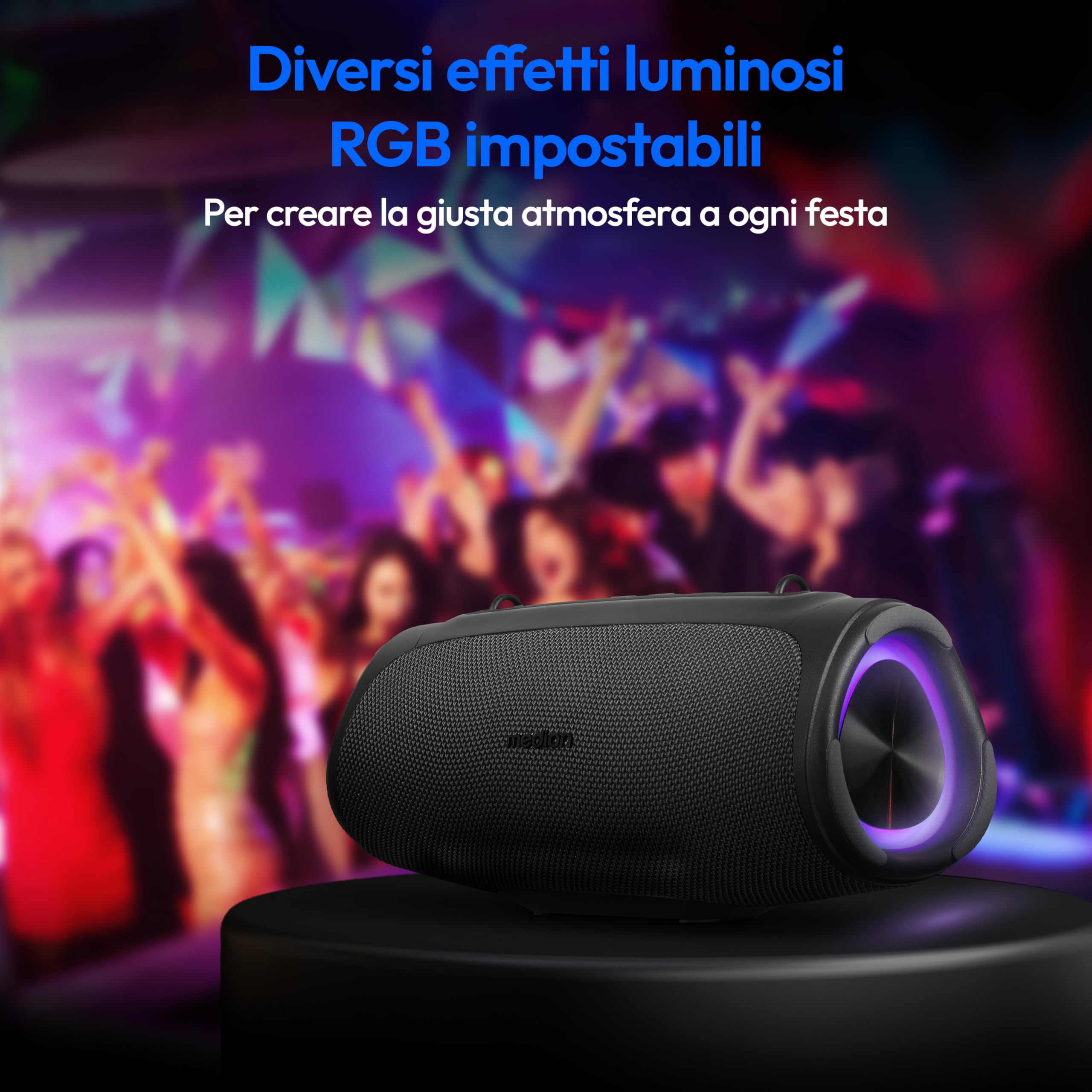 MEDION P61746 Altoparlante Bluetooth IPX7 RGB 30W