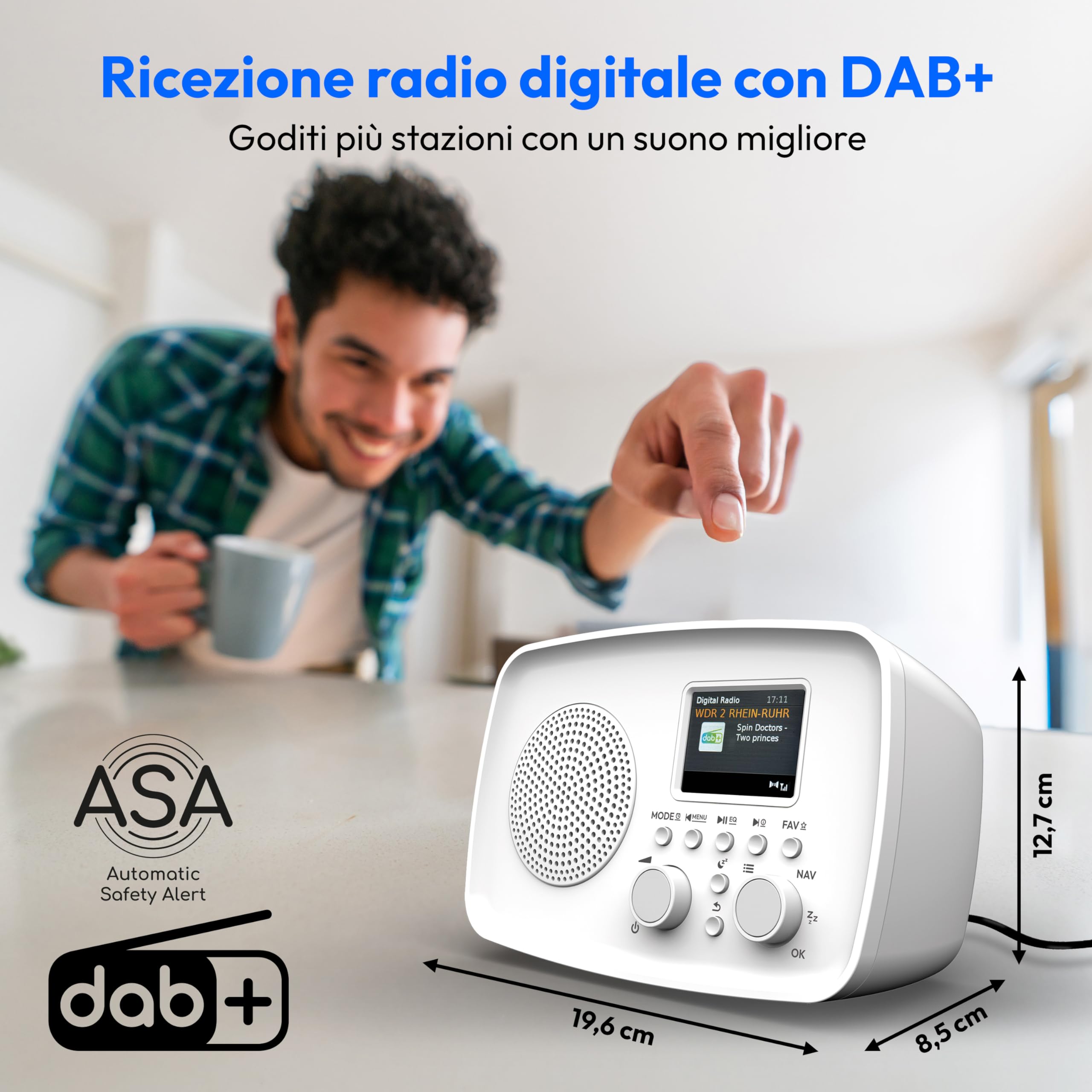 MEDION DRE-1 radio DAB+ Bluetooth FM sveglia bianca