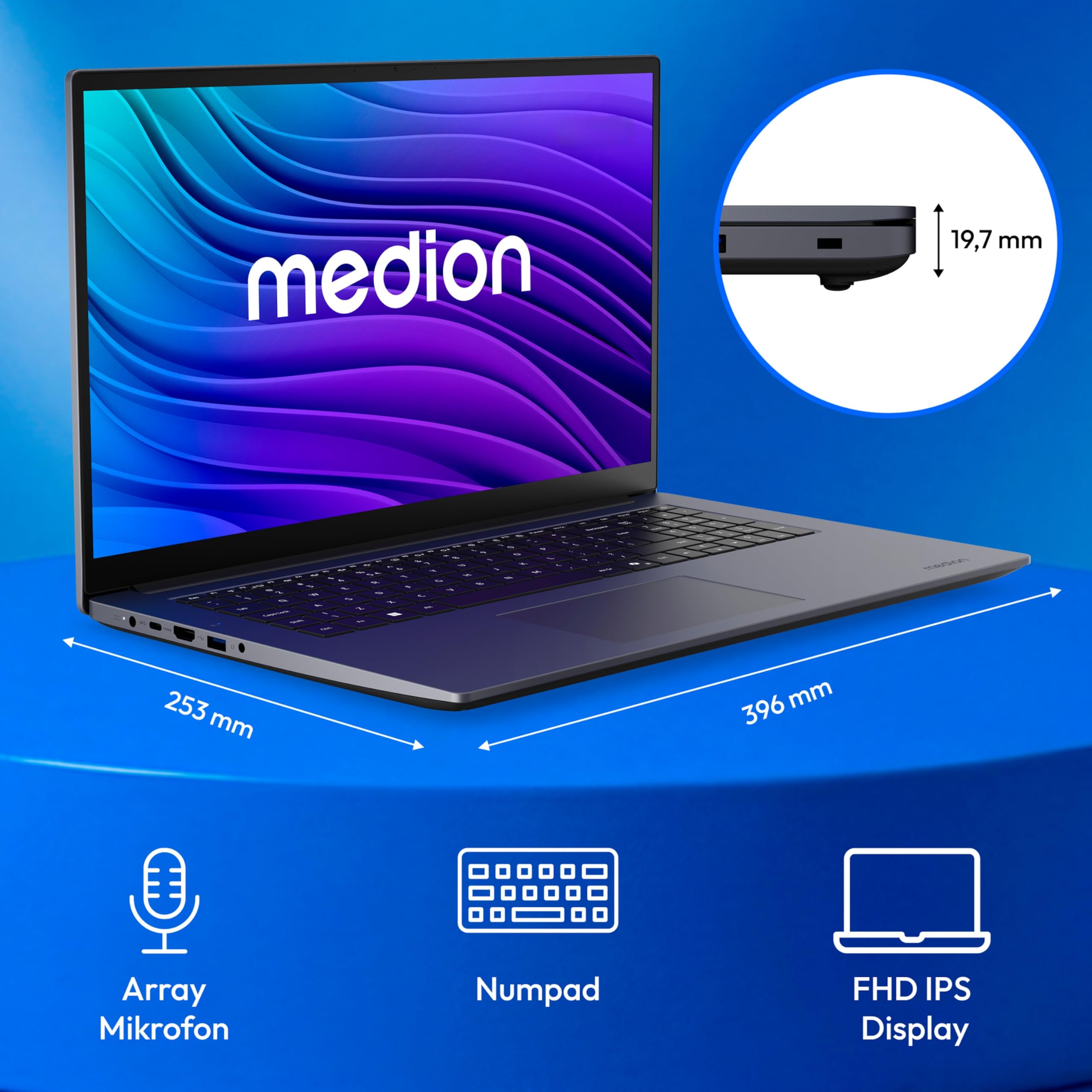 MEDION Avantum 17 E1i i5-13420H notebook 32GB 1TB 17,3" FHD