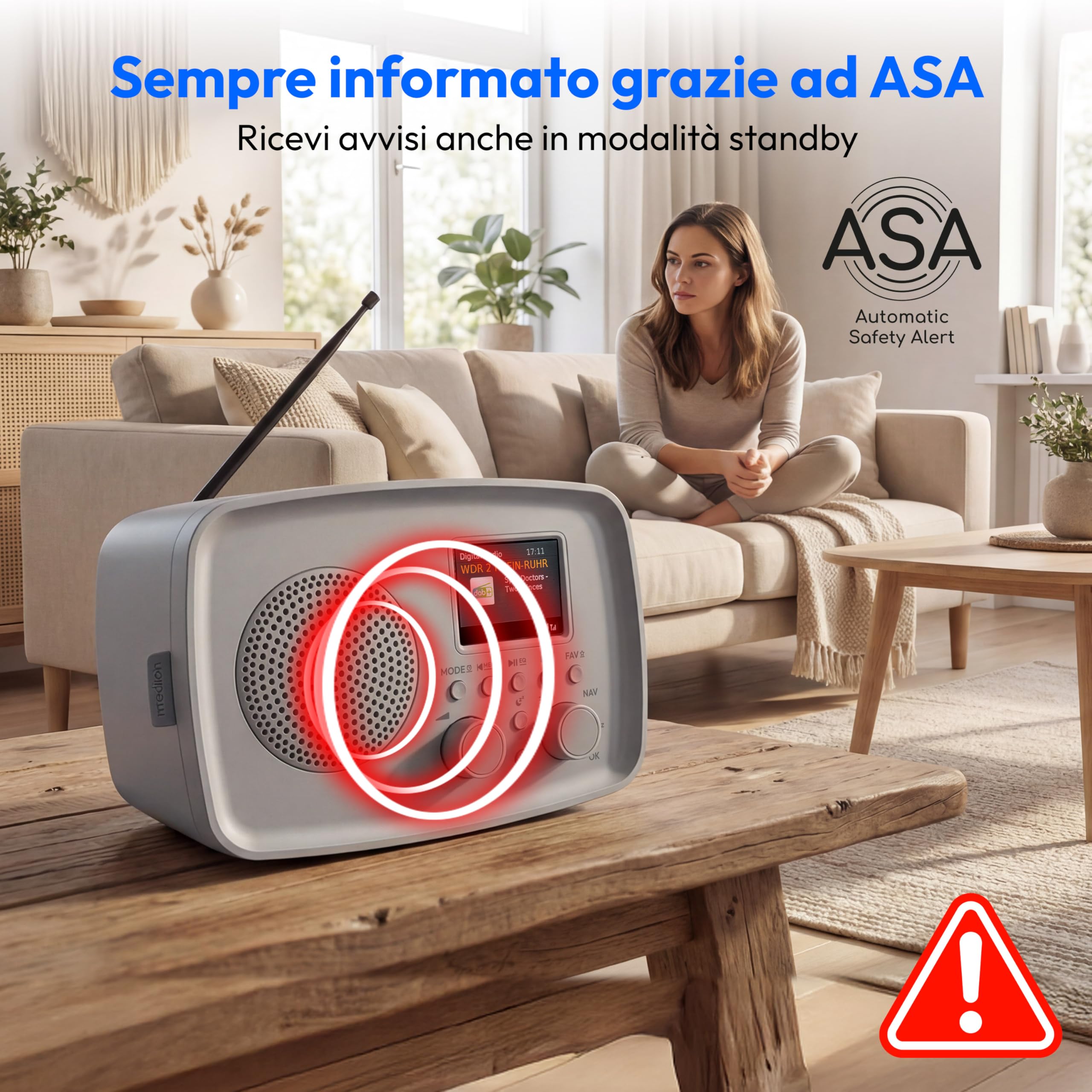 MEDION DRE-1 MD89288 radio DAB+ Bluetooth FM grigia 5W