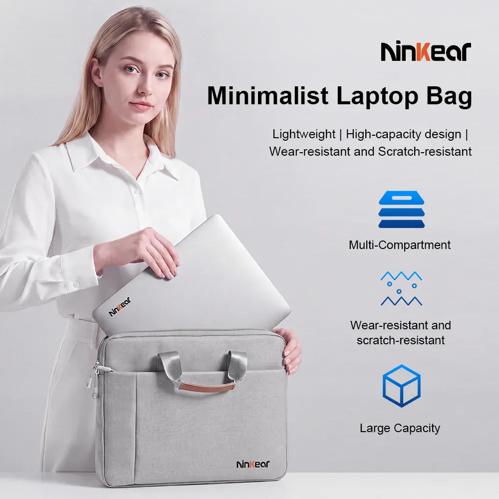 Ninkear Minimalist Borsa Notebook Grigia impermeabile con manico