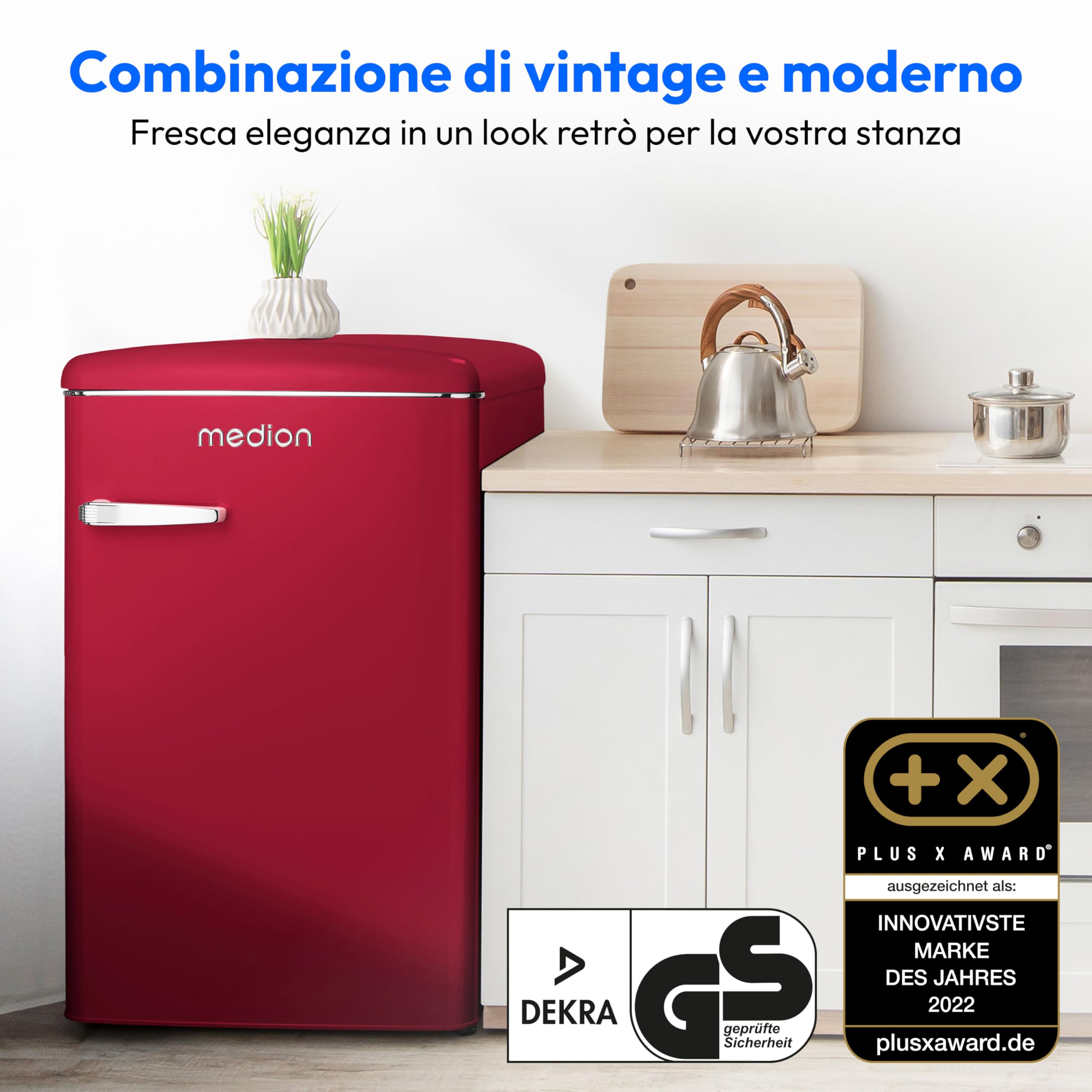 Medion MD 37790 frigorifero retrò 108 litri Velvet Rouge