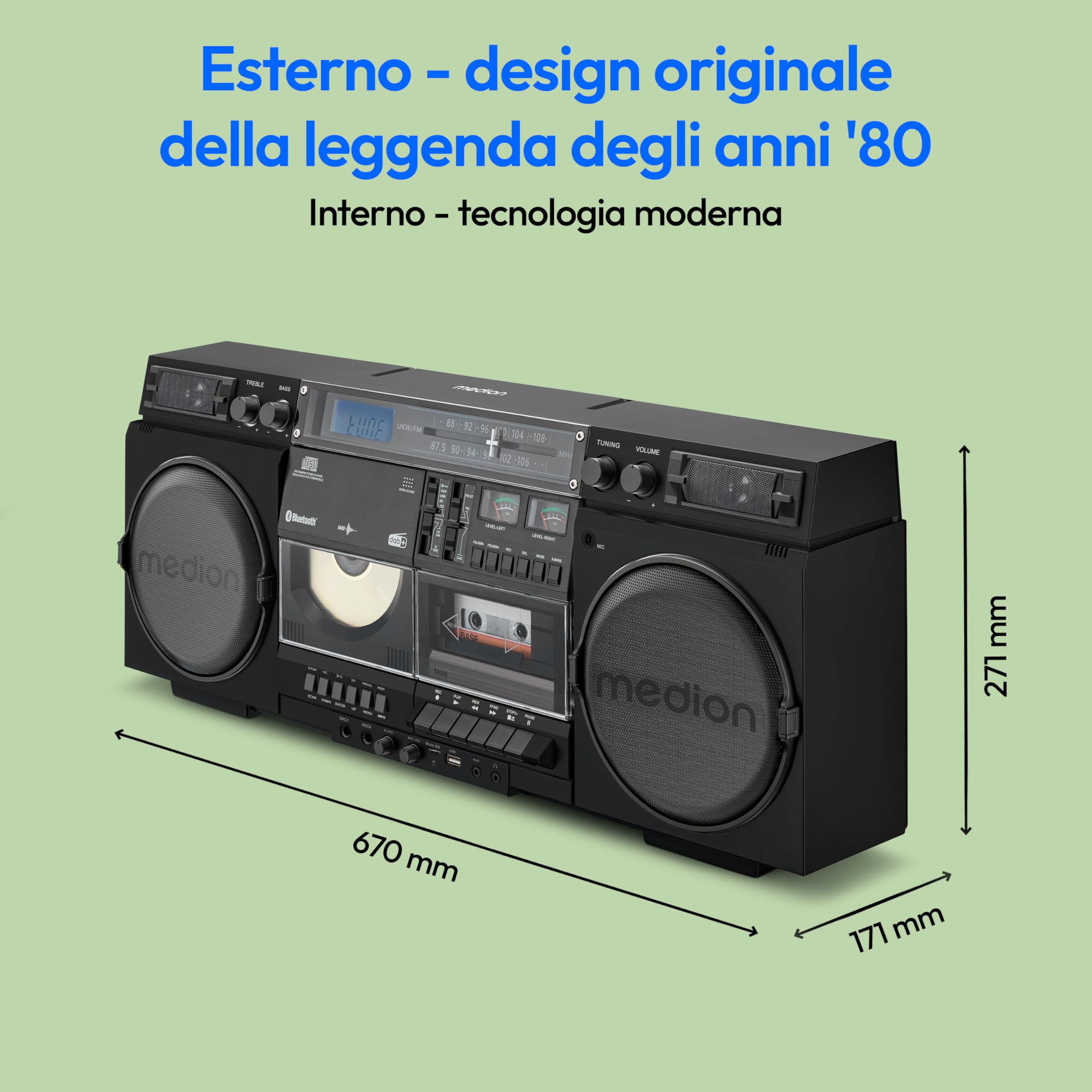 MEDION LIFE MD44538 P66538 registratore cassette nero