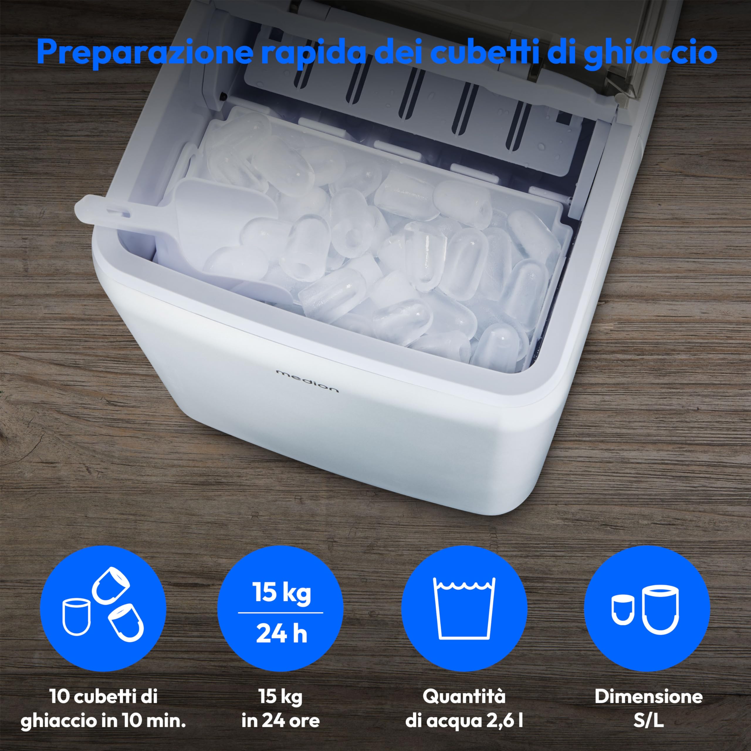 Medion MD 11950 macchina per ghiaccio 2,6L ghiaccio trasparente