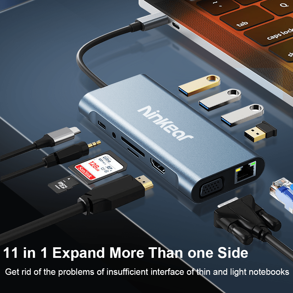 Ninkear Hub USB-C docking station 11 in 1 laptop