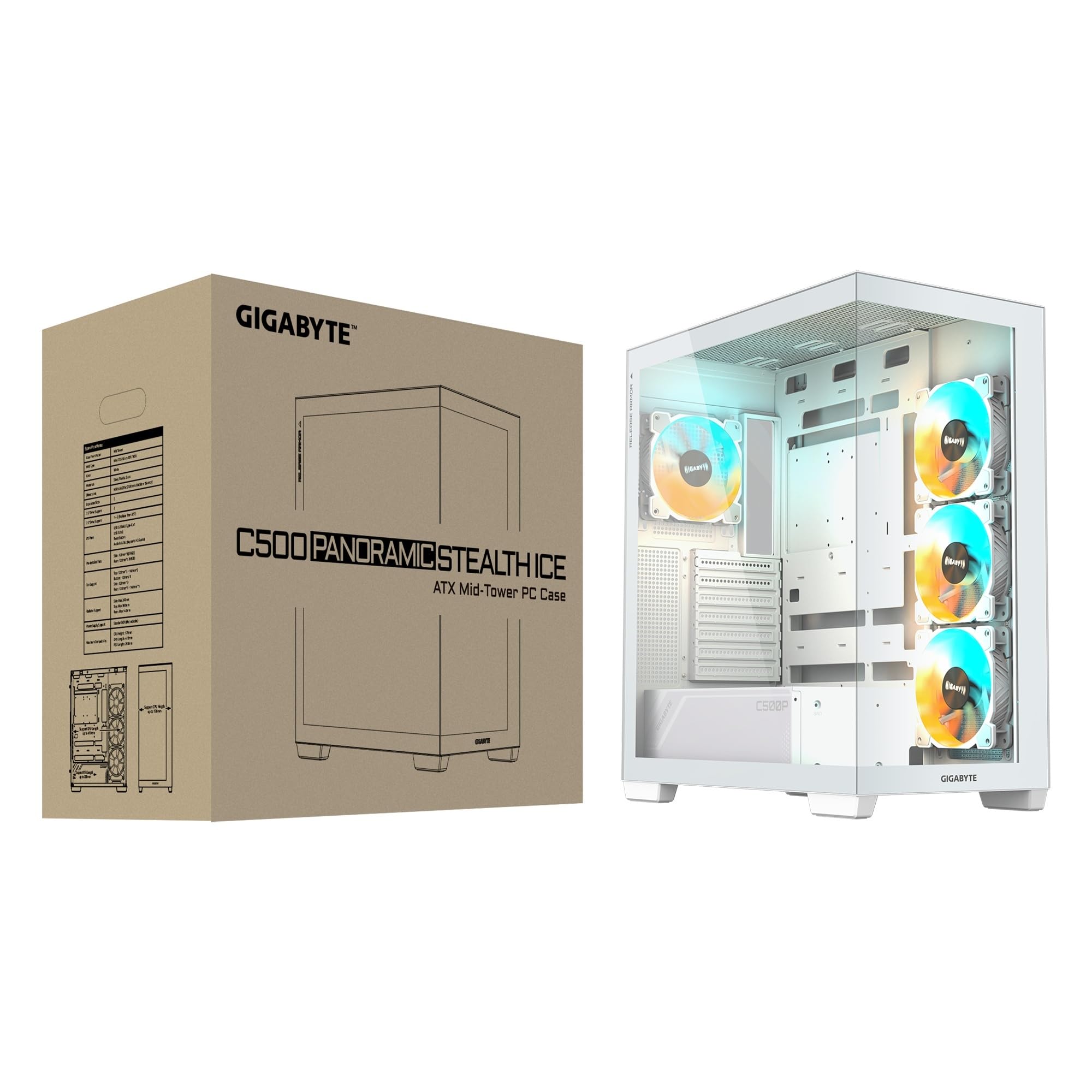 GIGABYTE C500 Panoramic Stealth case ATX vetro nero