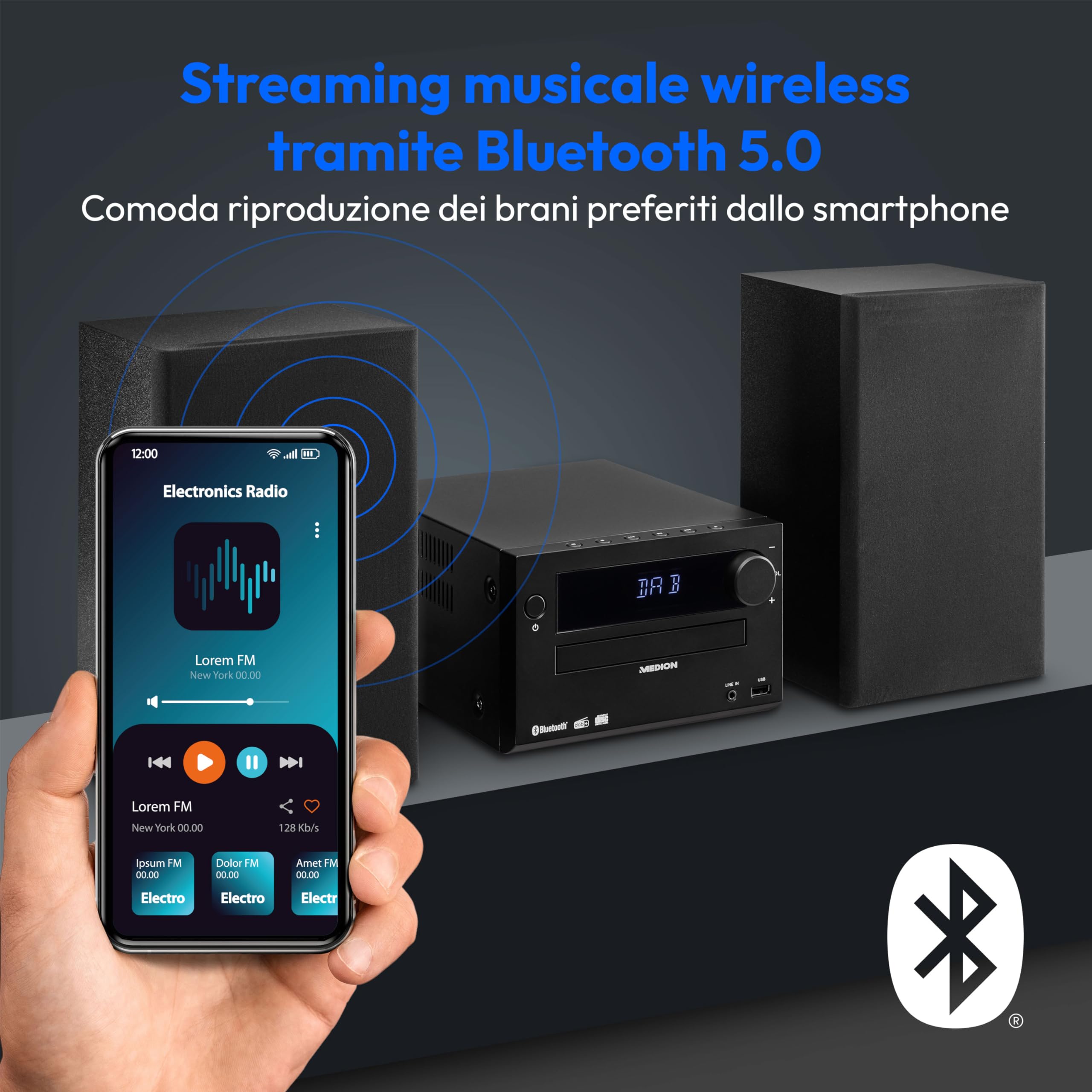 Medion Life E64482 micro stereo CD DAB+ Bluetooth nero