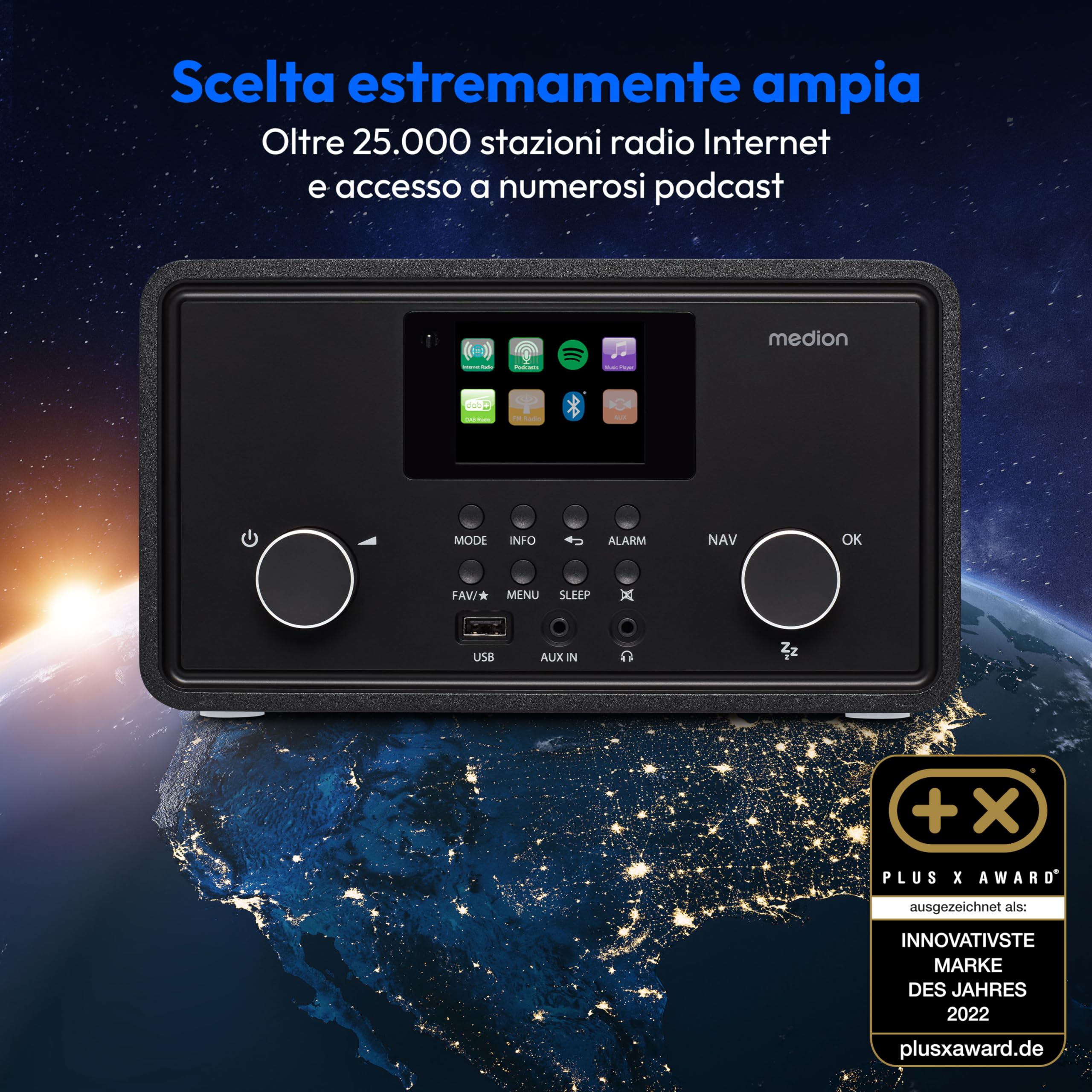 MEDION Life P85027 radio internet DAB+ nero Bluetooth