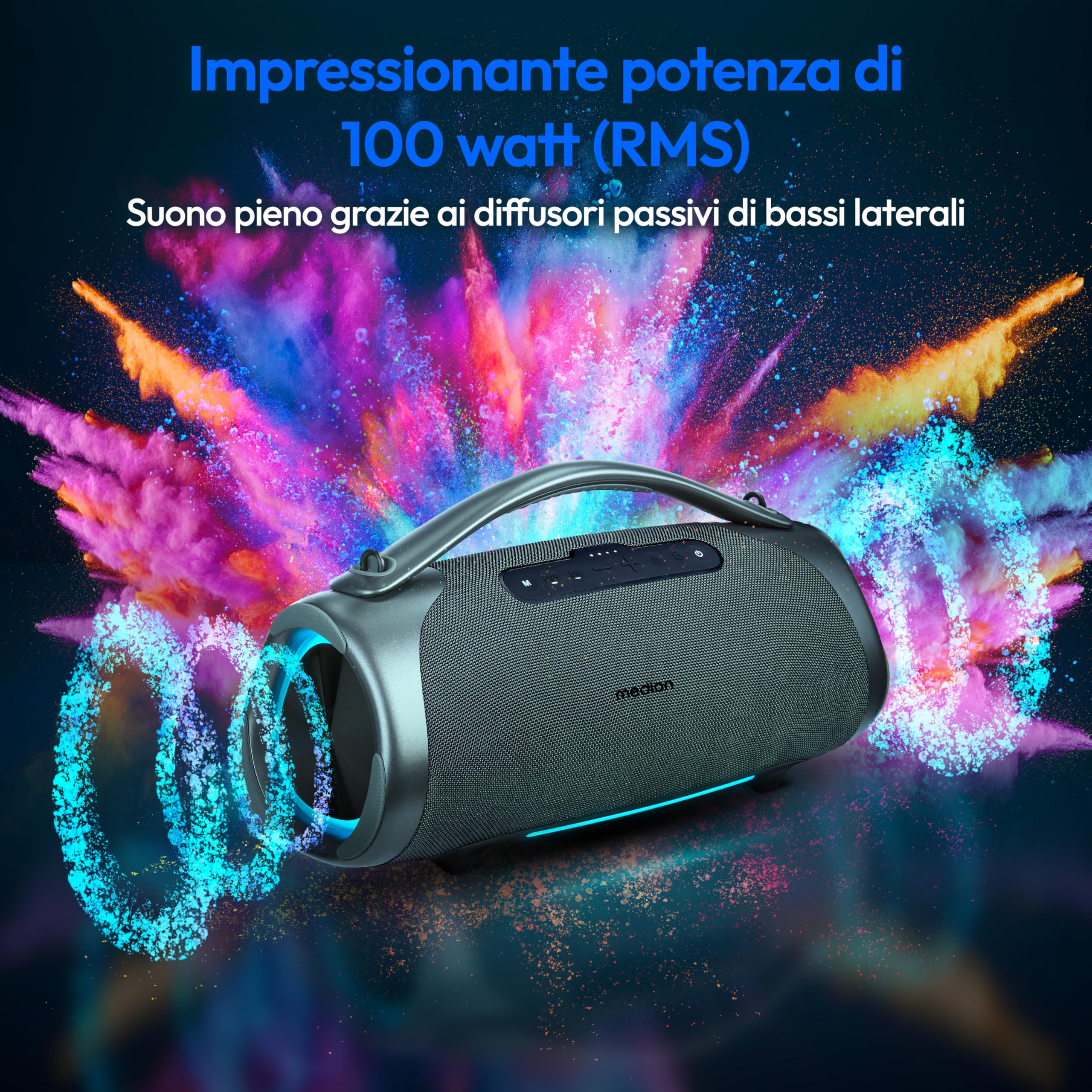 MEDION P61768 altoparlante Bluetooth 100W IPX7 RGB
