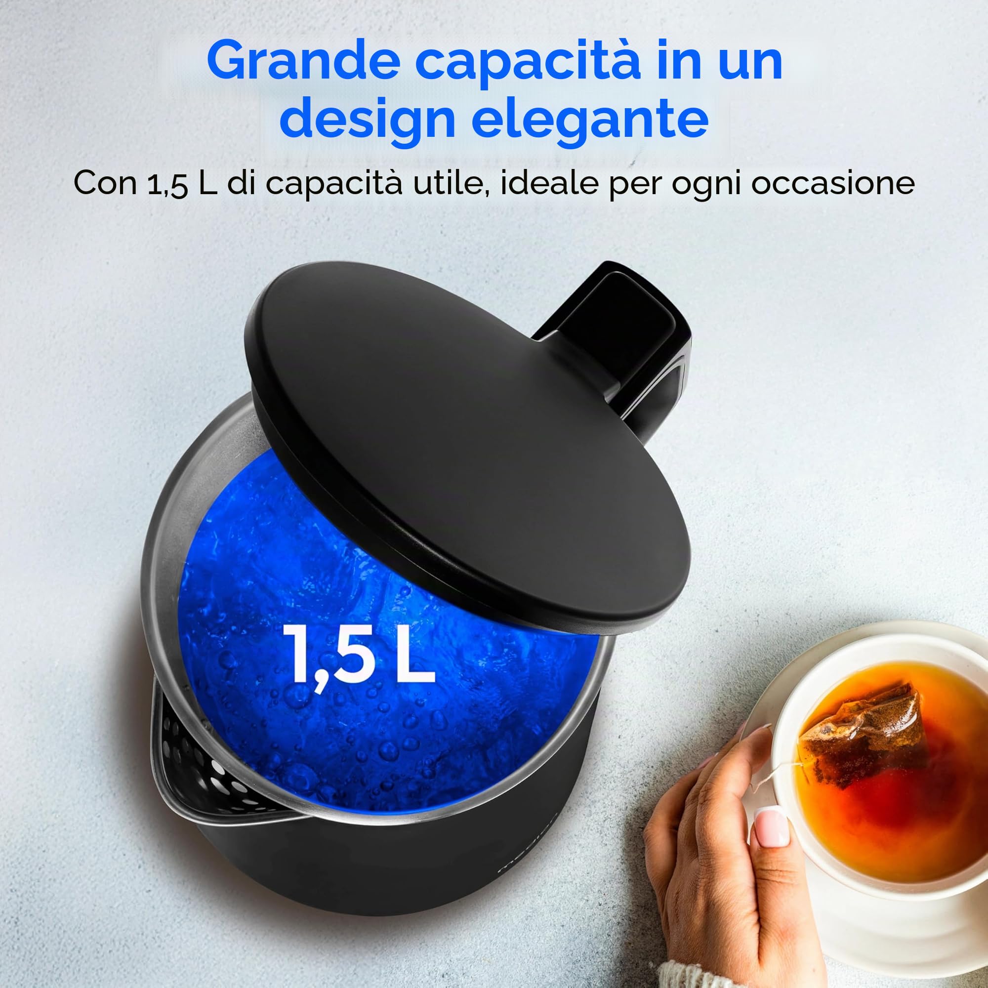 MEDION MD12105 bollitore 1,5 L nero doppia parete 2200W