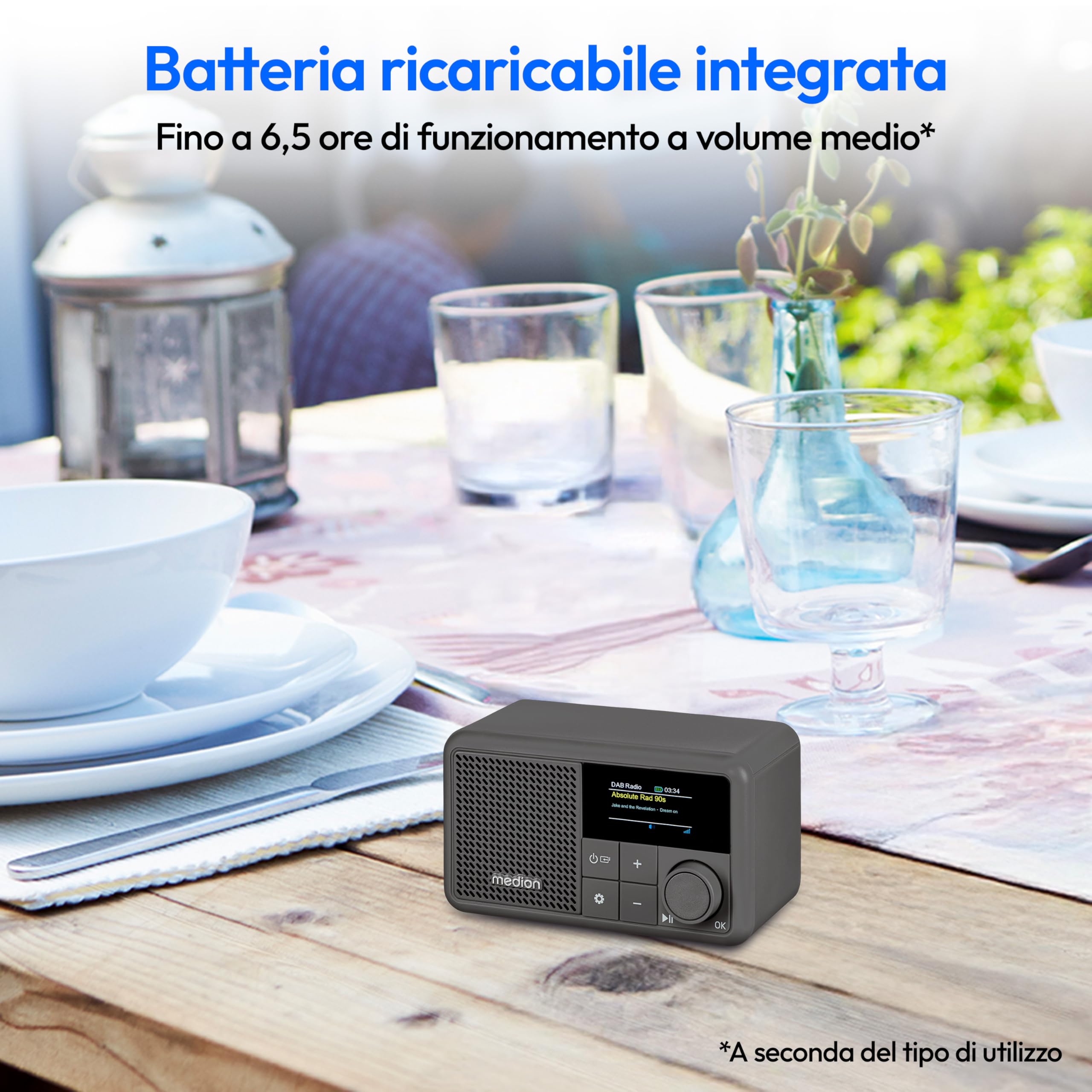 MEDION LIFE S66822 radio DAB+ grigia Bluetooth IPX1
