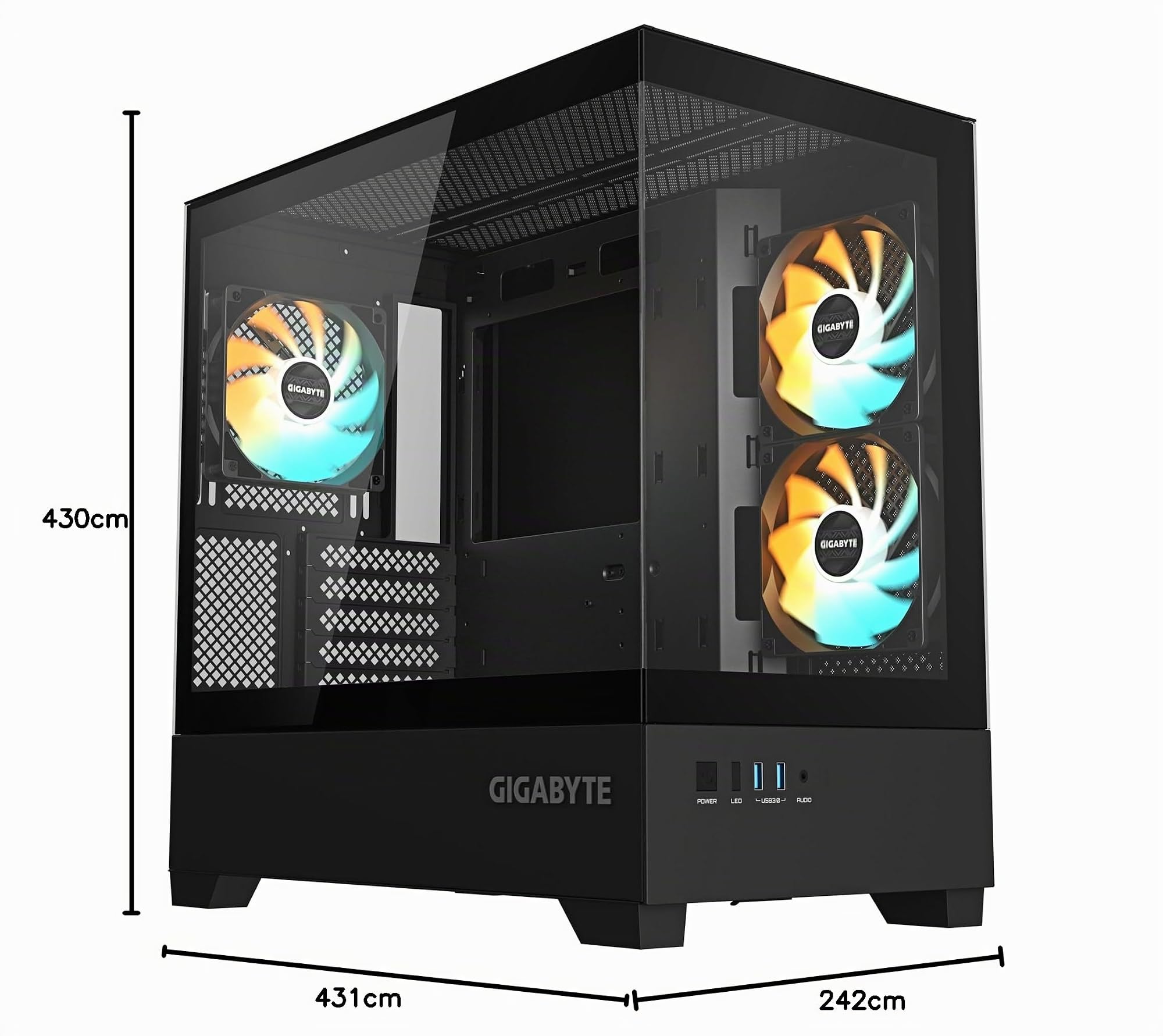 Gigabyte C201 Panoramic case PC Mid Tower vetro 3 ventole