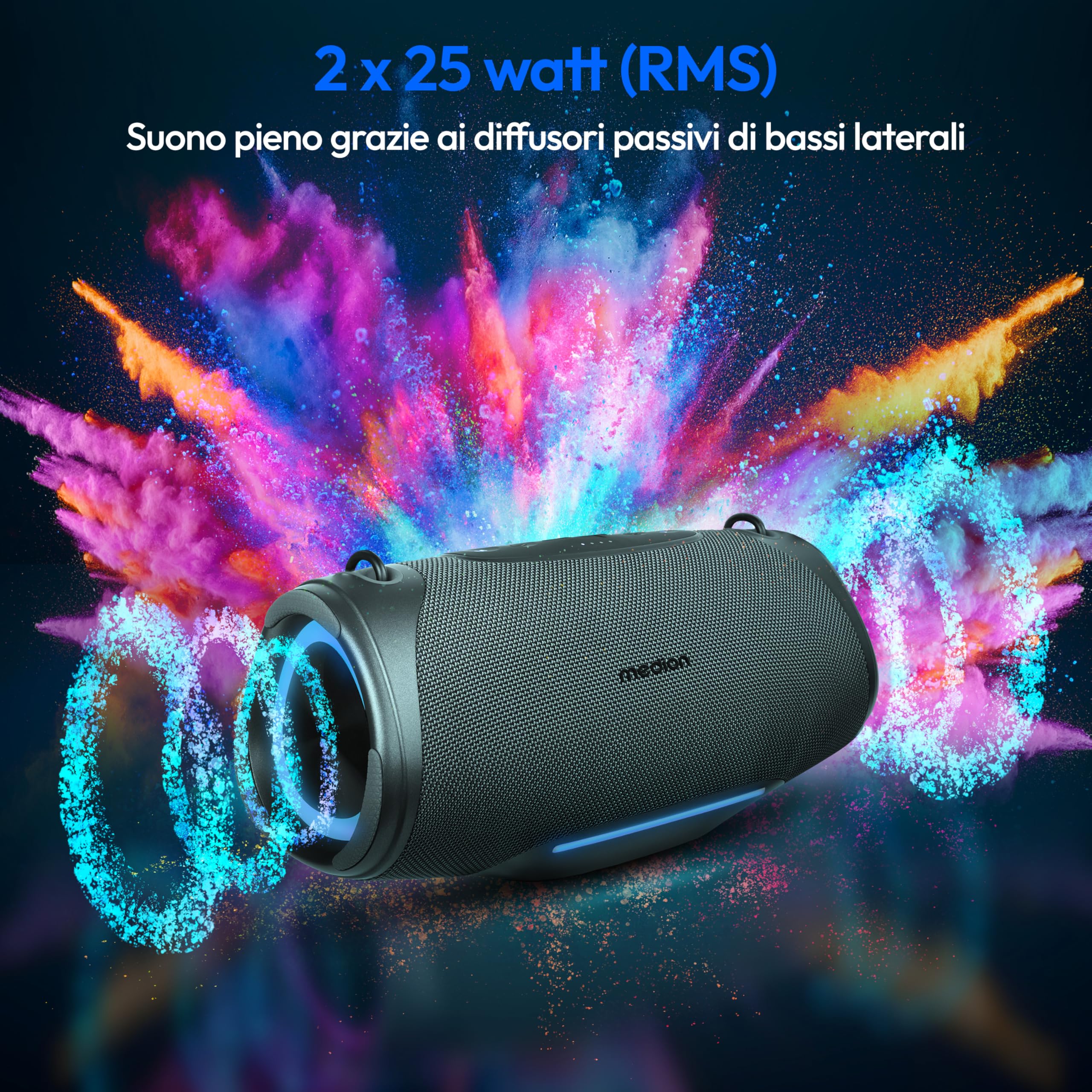 Medion Life P61762 altoparlante Bluetooth antracite IPX7 50W