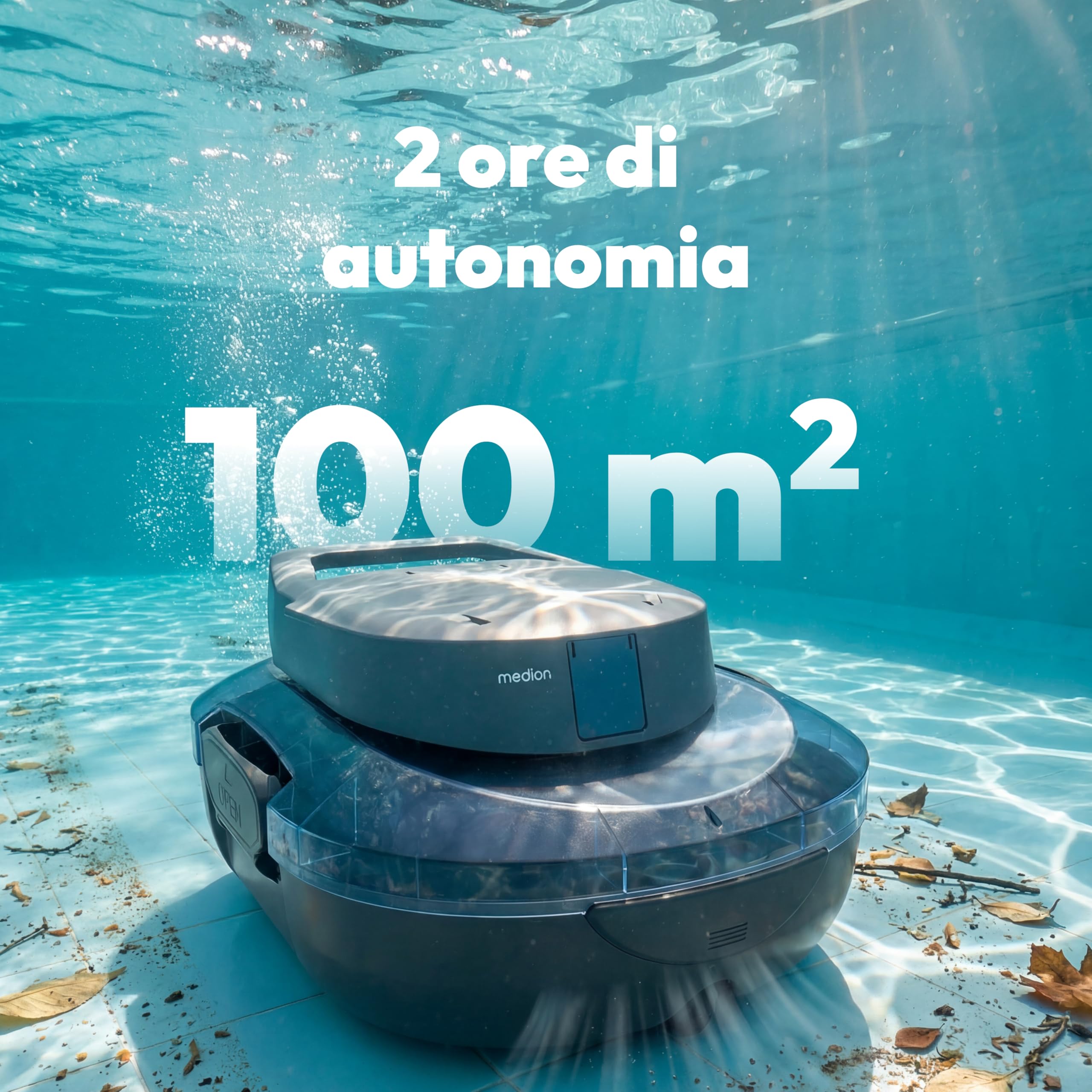 MEDION PR1 Robot Piscina Batteria 120 Min 80-100 mq