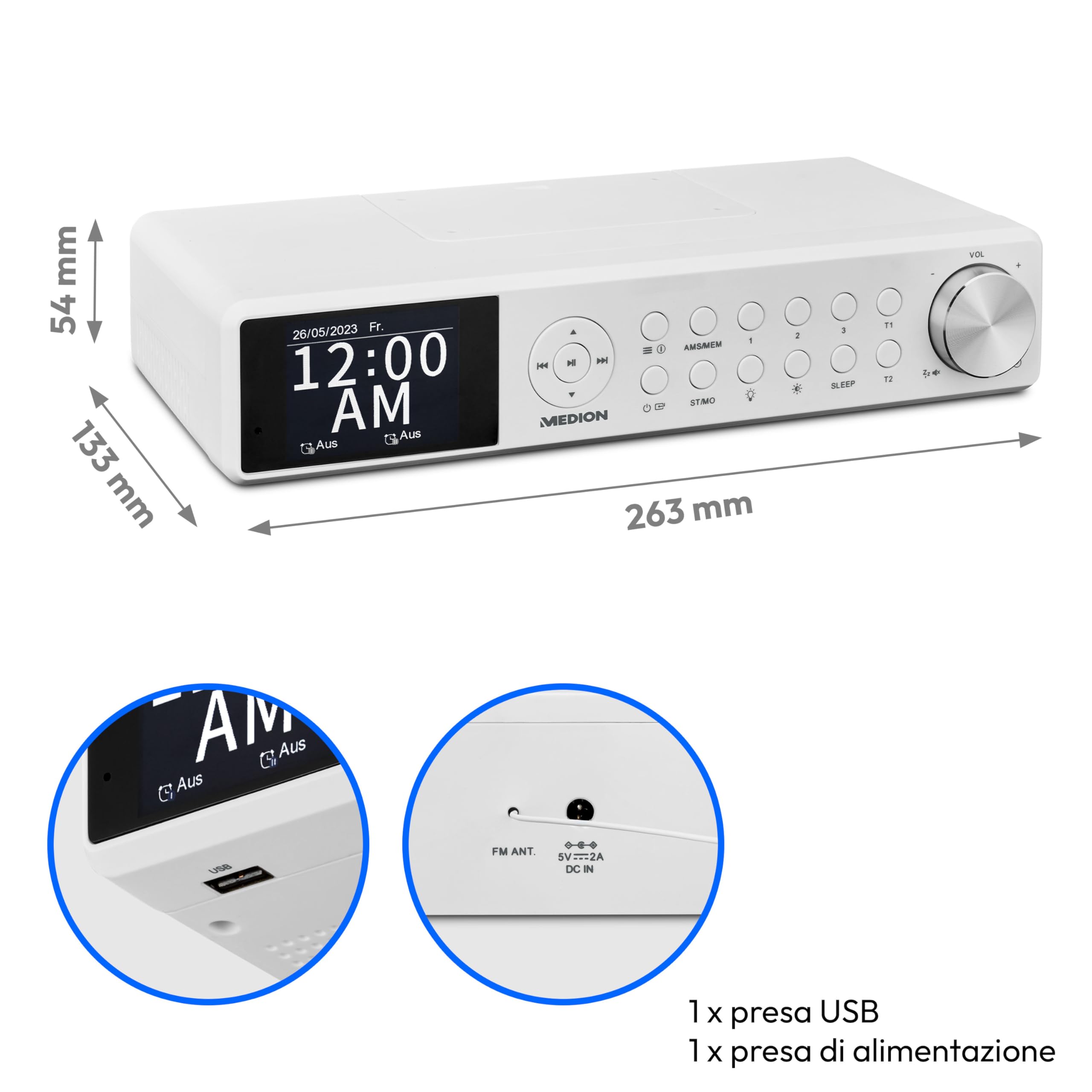 MEDION LIFE P66750 Radio da Cucina DAB+ Bianca LED