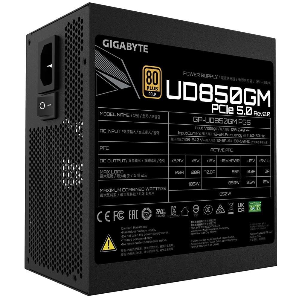 Gigabyte UD850GM PG5 V2 alimentatore 850W Gold modulare ATX 3.1