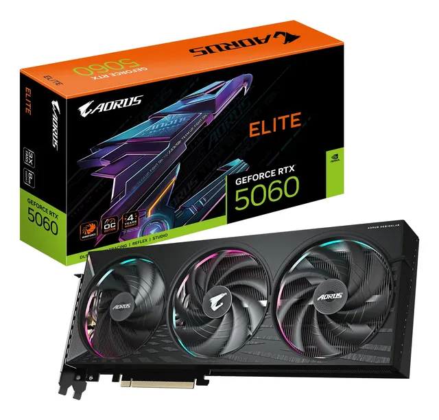 Gigabyte Aorus RTX 5060 Elite 8G Scheda Video GDDR7 FH/FL